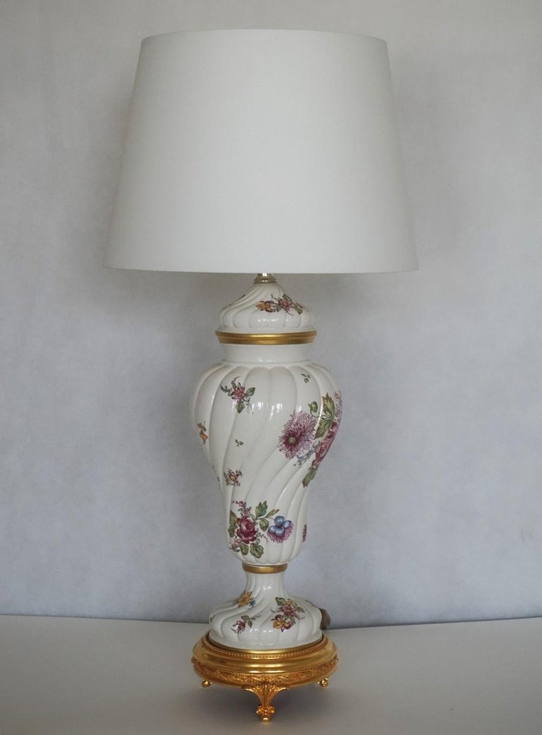 English Porcelain Vase Table Lamp by Louis Nichole, 1999 For Sale at