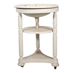 English Porcelain Washsink on Wood Base