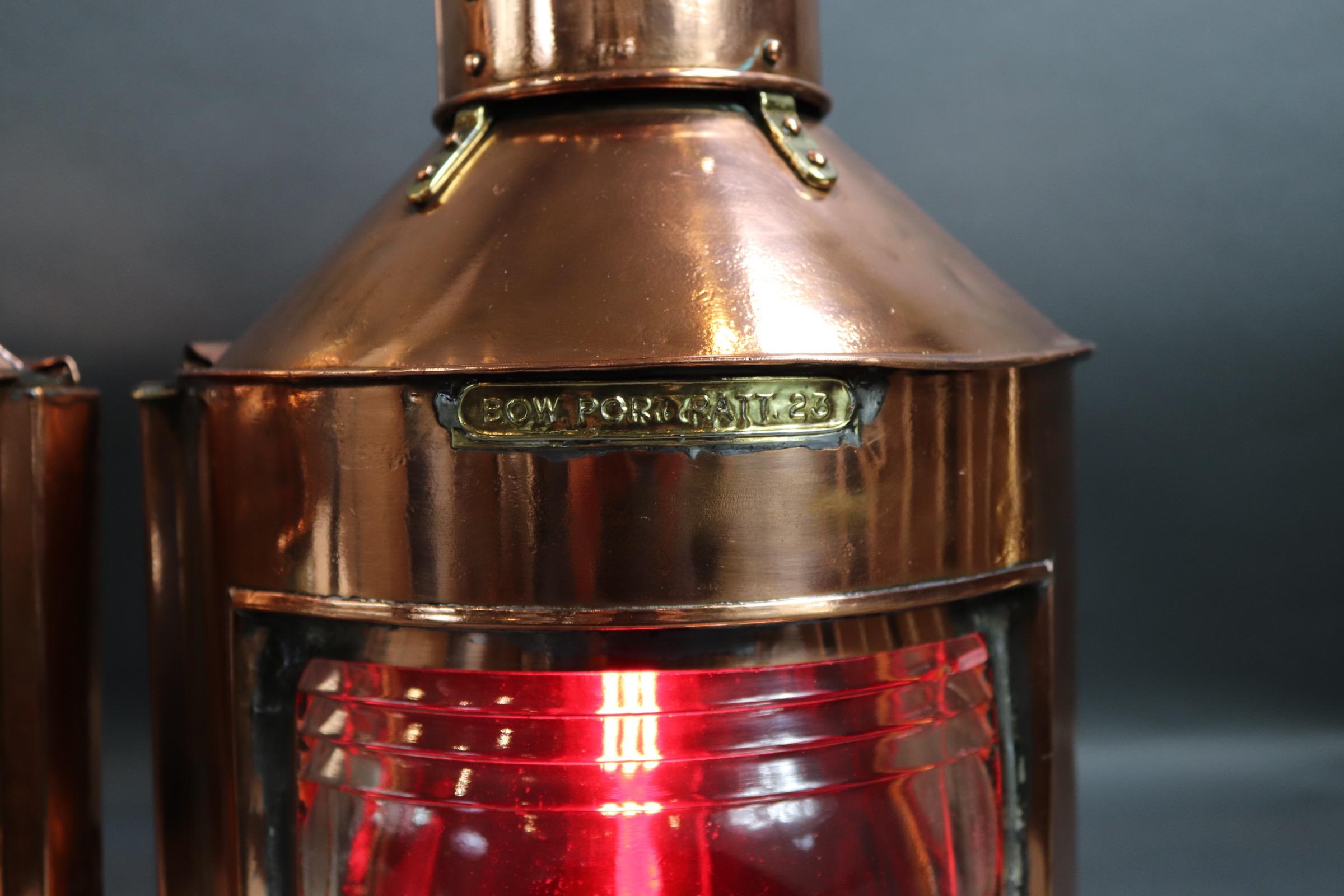 Mid-20th Century English Port and Starboard Lanterns For Sale