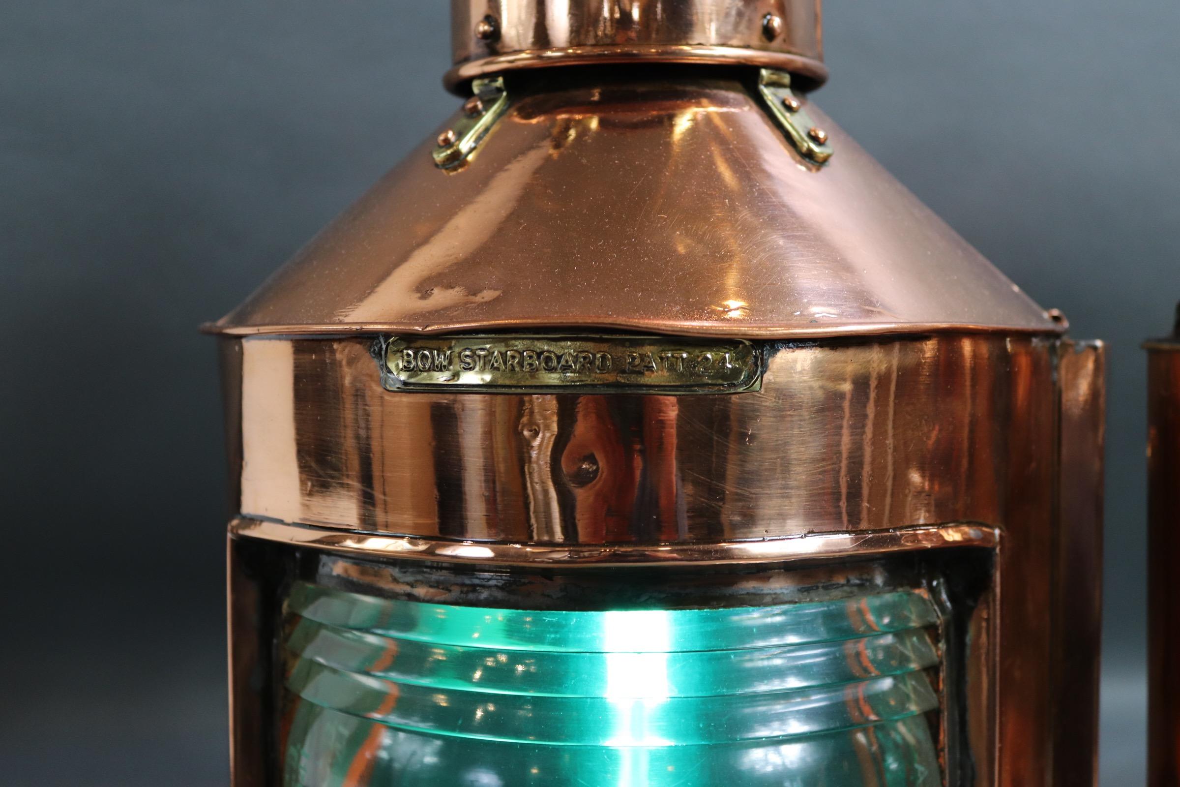 Brass English Port and Starboard Lanterns For Sale