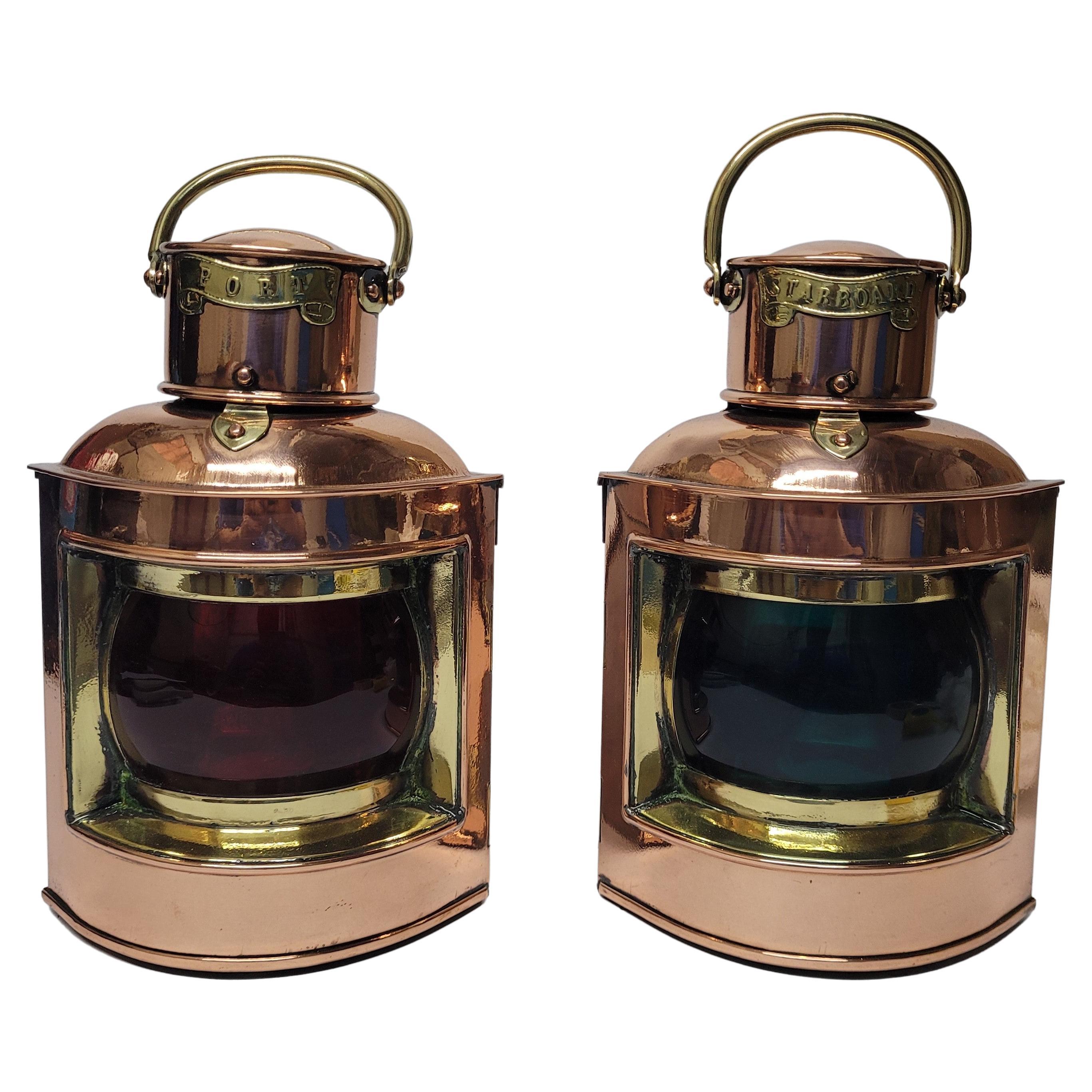 English Port and Starboard Ships Lanterns For Sale