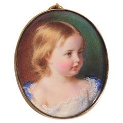 Used English Portrait Miniature of a Young Girl, Edward Tayler