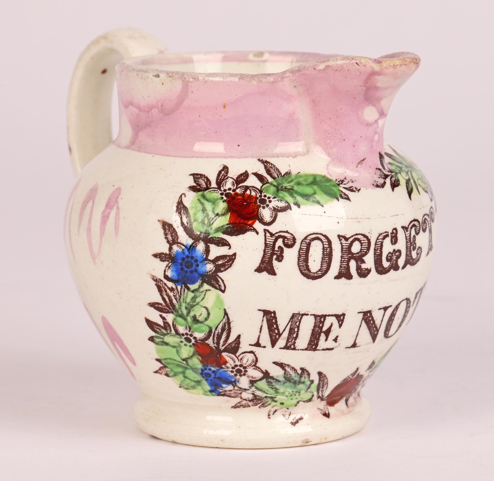 English Possibly Yorkshire Lustre Pearlware Forget Me Not Cream Jug     For Sale 2