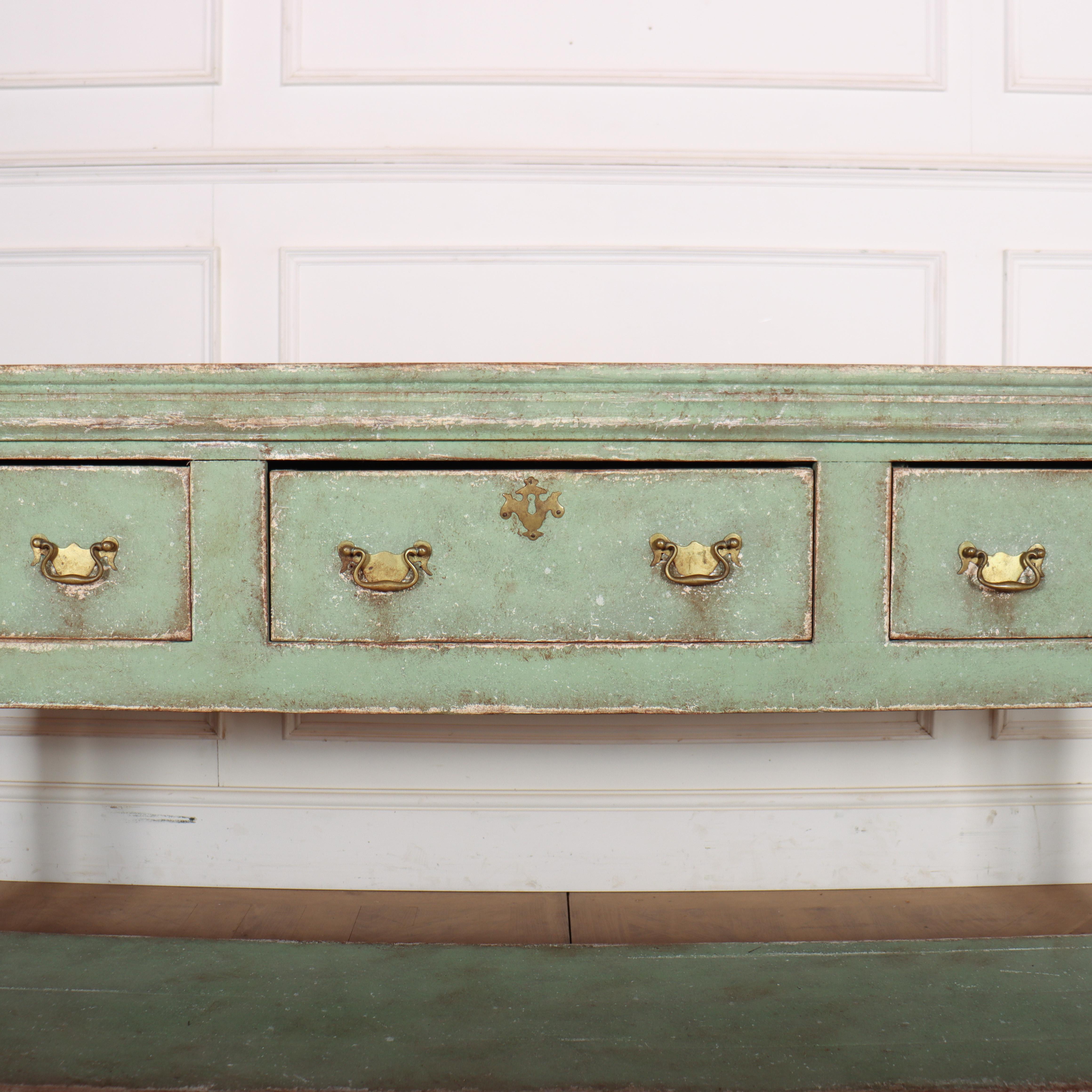 Brass English Potboard Dresser Base/ Sideboard For Sale