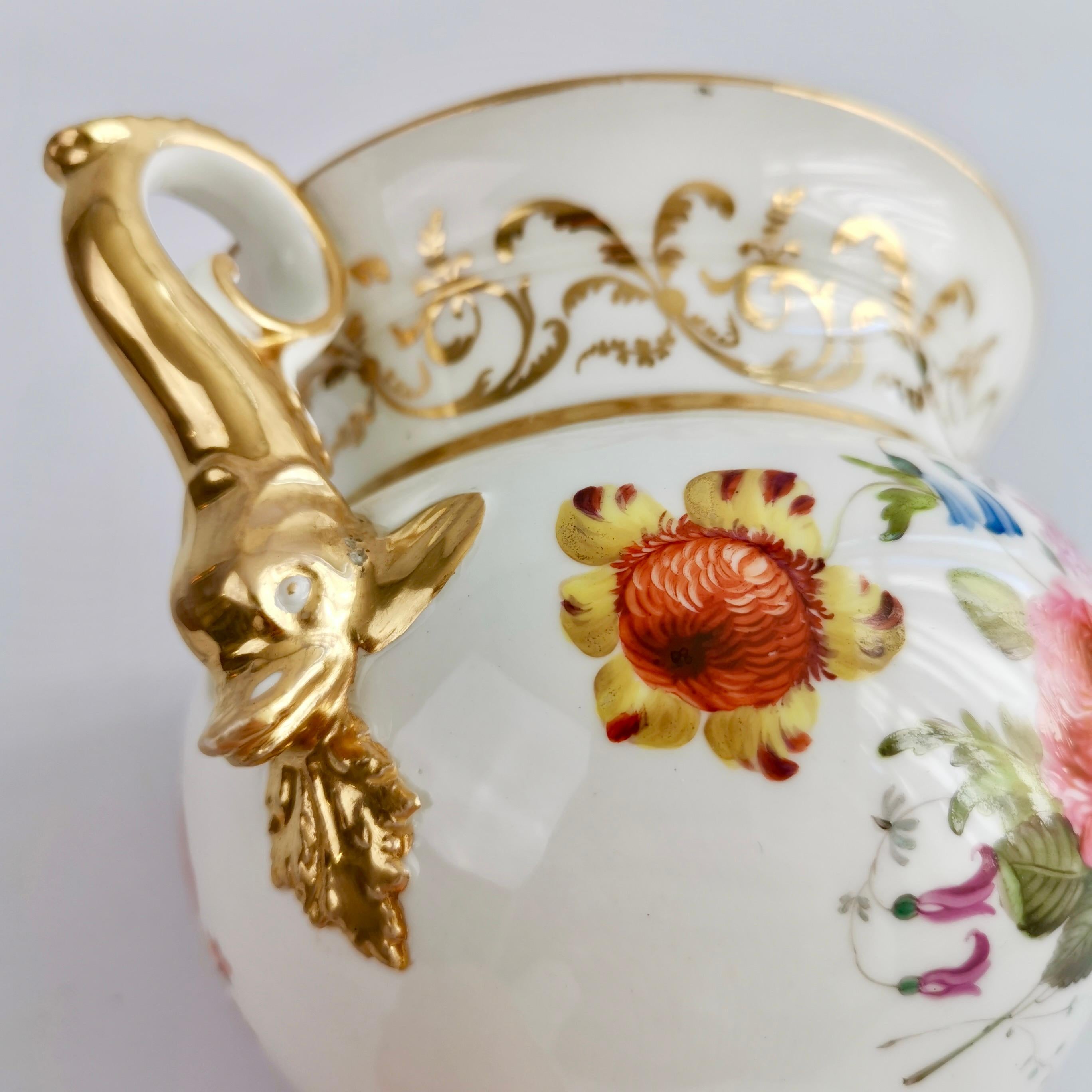 English Potpourri Vase, White with Flowers and Dolphin Handles, Regency ca 1820 4