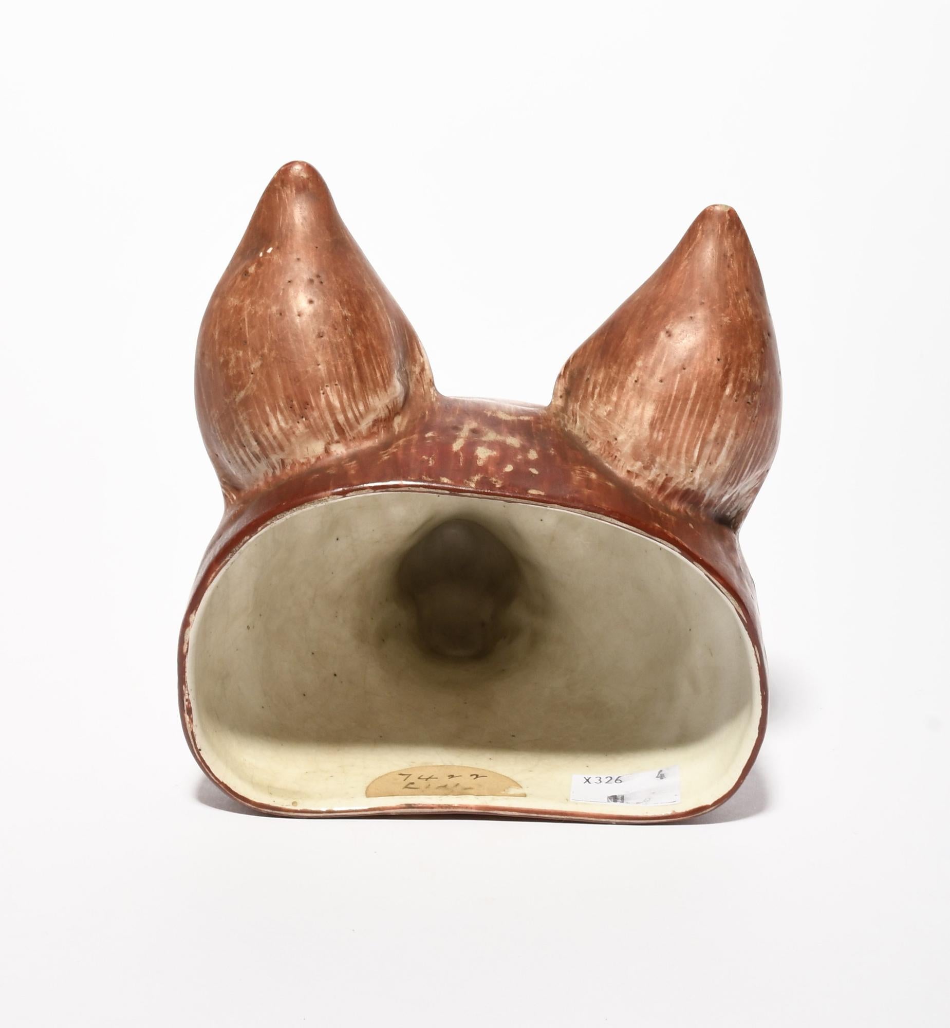 English Pottery Fox Head Pearlware Large Stirrup Cup 4