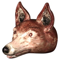 Tazza a staffa grande in ceramica inglese Fox Head Pearlware