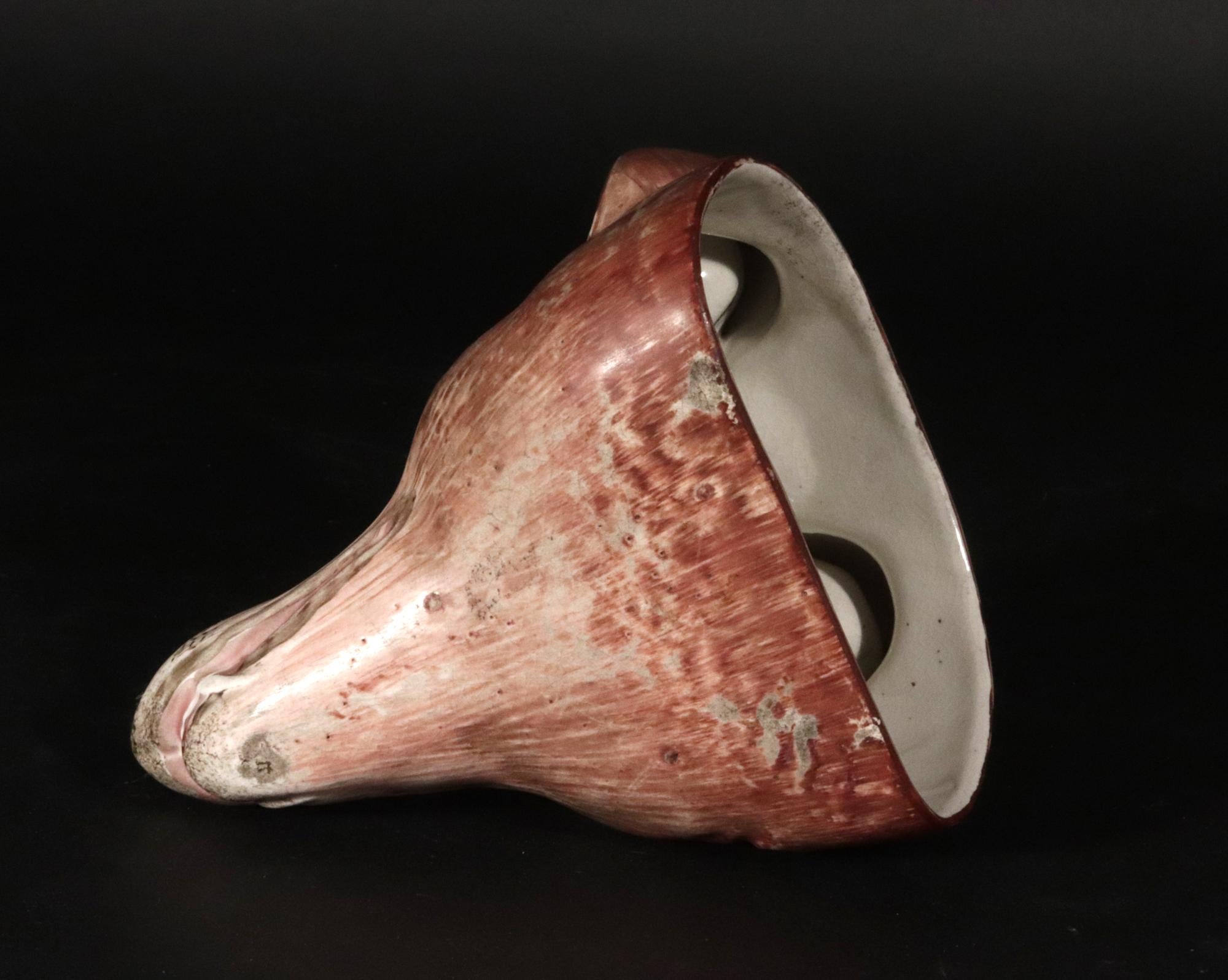 English Pottery Fox Head Pearlware Large Stirrup Cup 2
