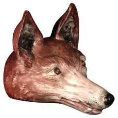English Pottery Fox Head Pearlware Large Stirrup Cup