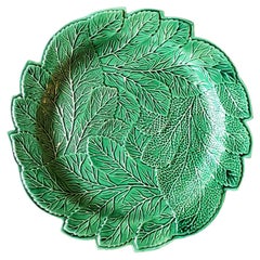 Regency English Pottery Green-Glazed Leaf Plate, Brameld, Yorkshire