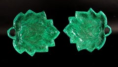 English Pottery Greenware Leaf Dishes, Brameld- A Pair