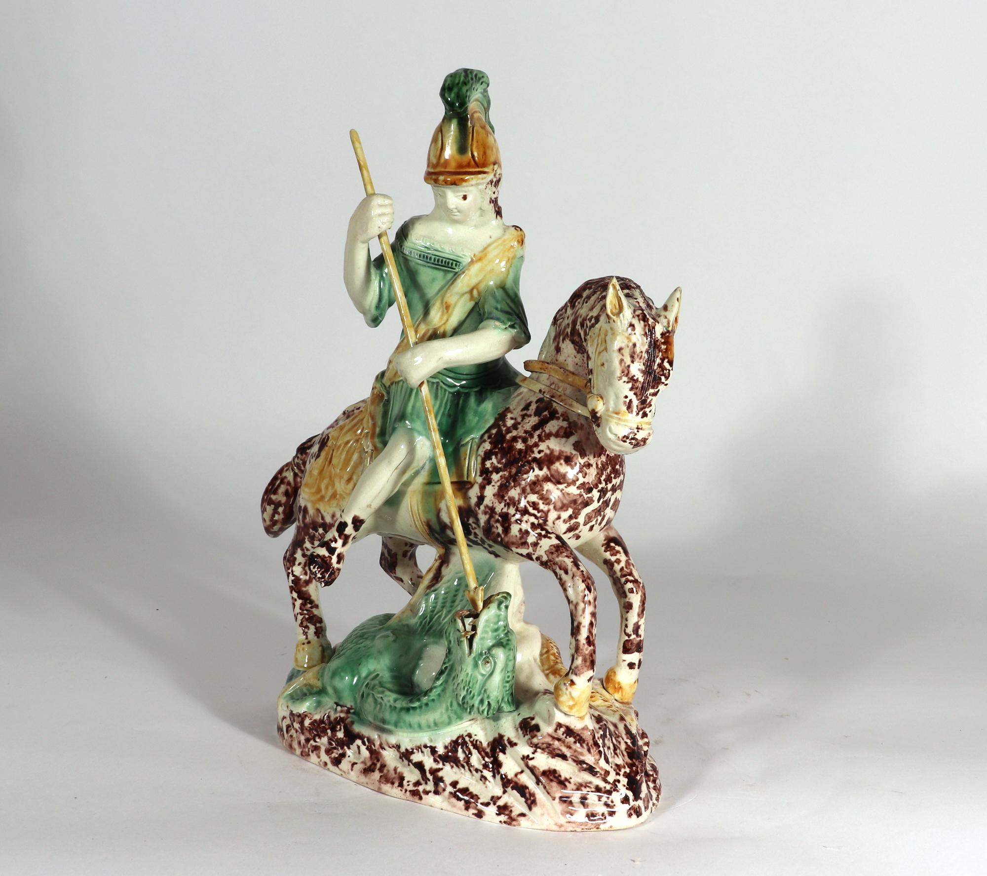English Pottery Lead-glazed Earthenware Figure of St. George and the Dragon 5