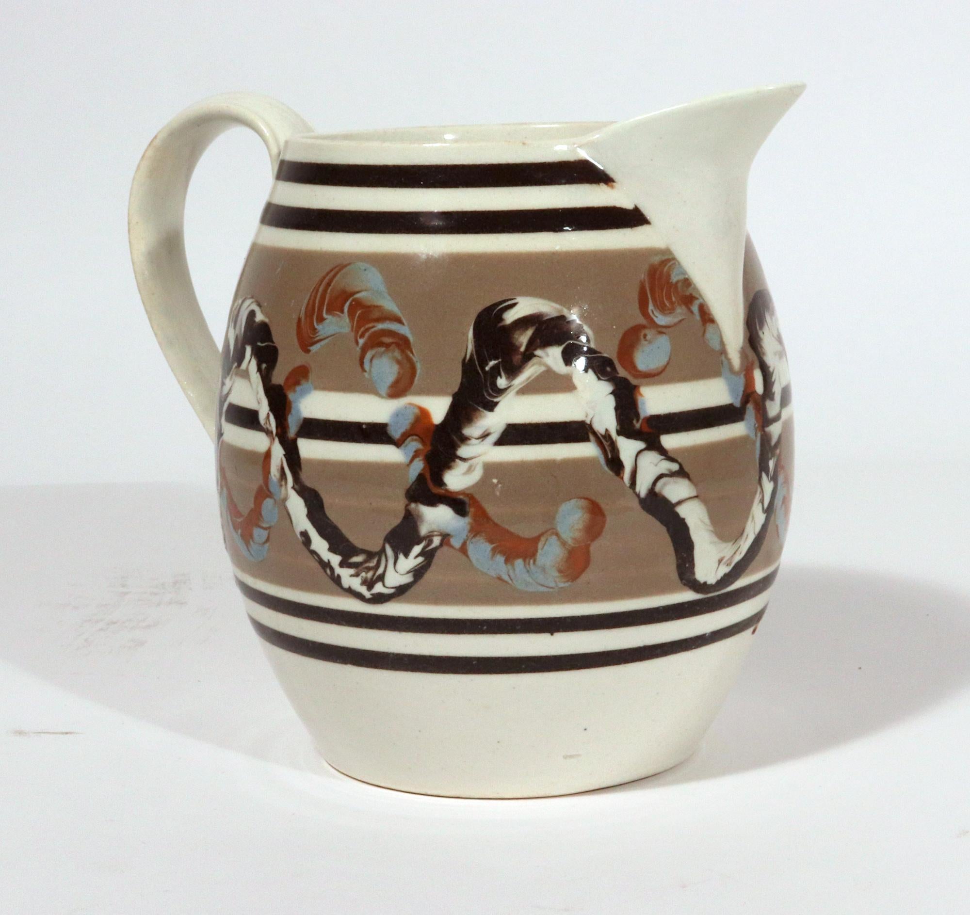 Englischer Mocha-Doppelreihiger Doppelreihiger Krug aus englischer Keramik (Regency) im Angebot