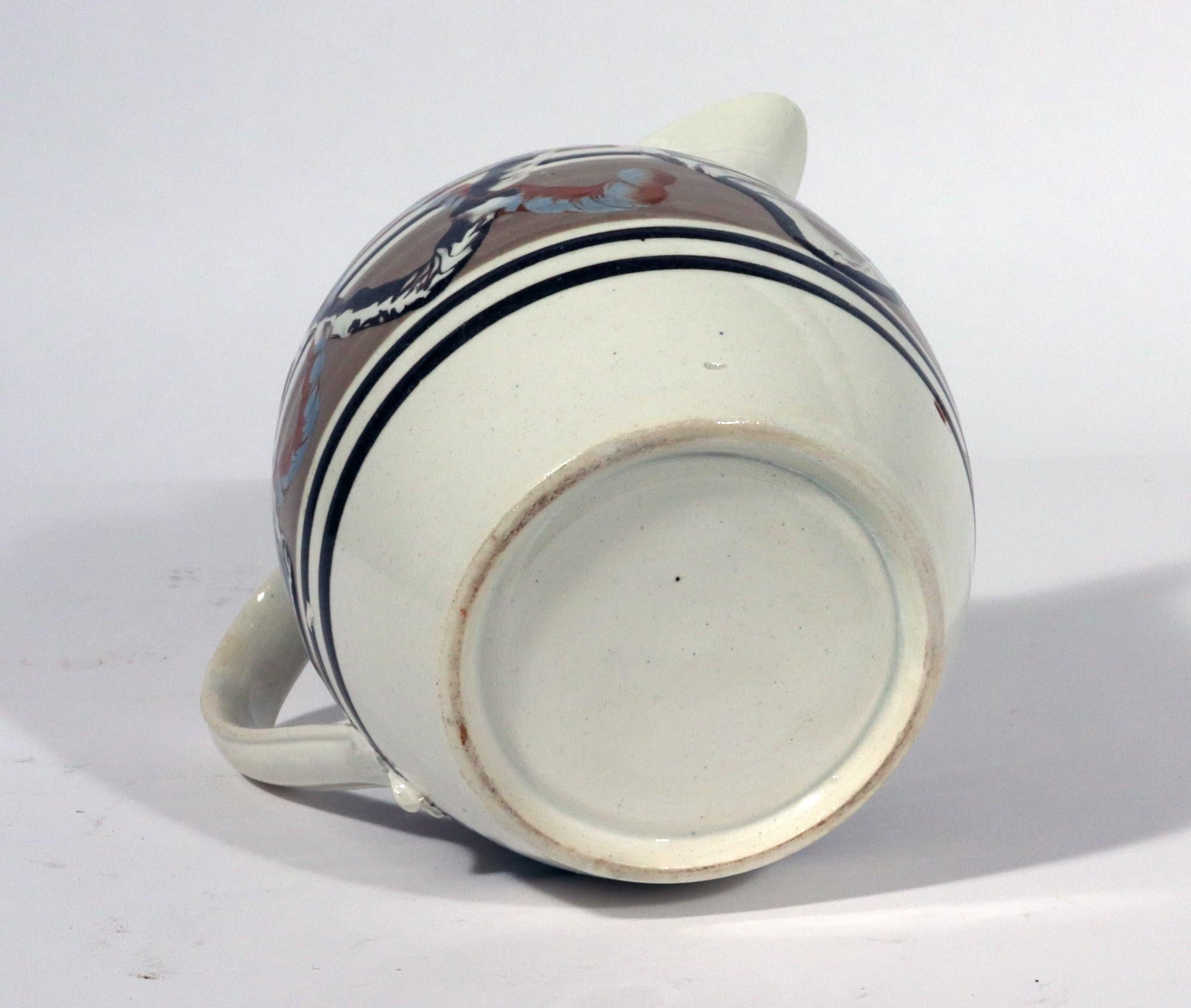 English Pottery Mocha Creamware Double Earthworm Jug For Sale 2