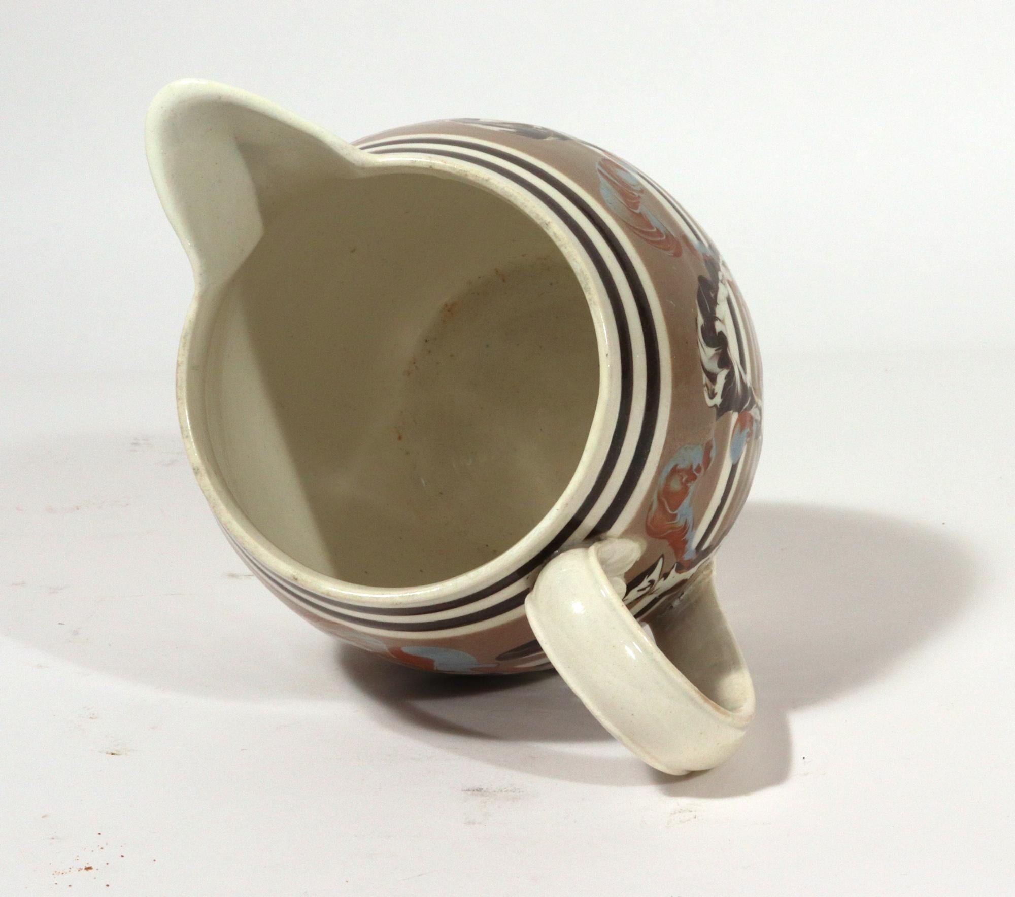 English Pottery Mocha Creamware Double Earthworm Jug For Sale 3