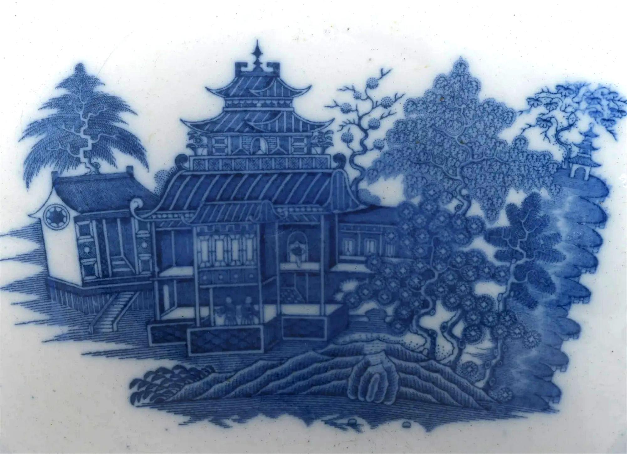 Ciotola in ceramica inglese Pearlware Blue Chinoiserie in vendita 3