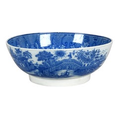 English Pottery Pearlware Blue Chinoiserie Bowl
