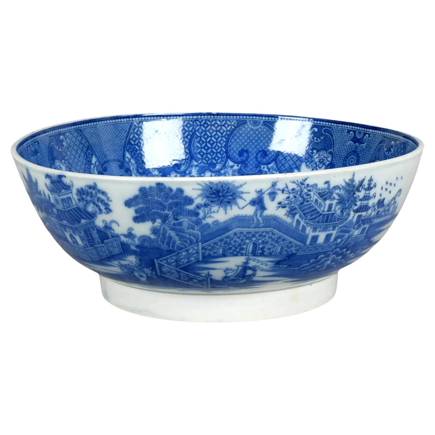 Ciotola in ceramica inglese Pearlware Blue Chinoiserie