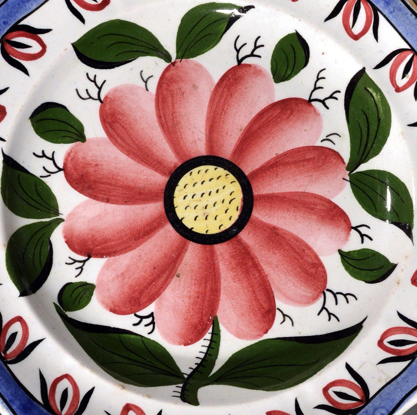 Perles Assiettes botaniques en céramique perlée d'Angleterre, vers 1840 en vente