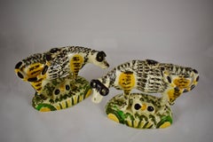 English Pottery Pratt Colored Cow Creamer with Calf, Facing Figure, circa 1810