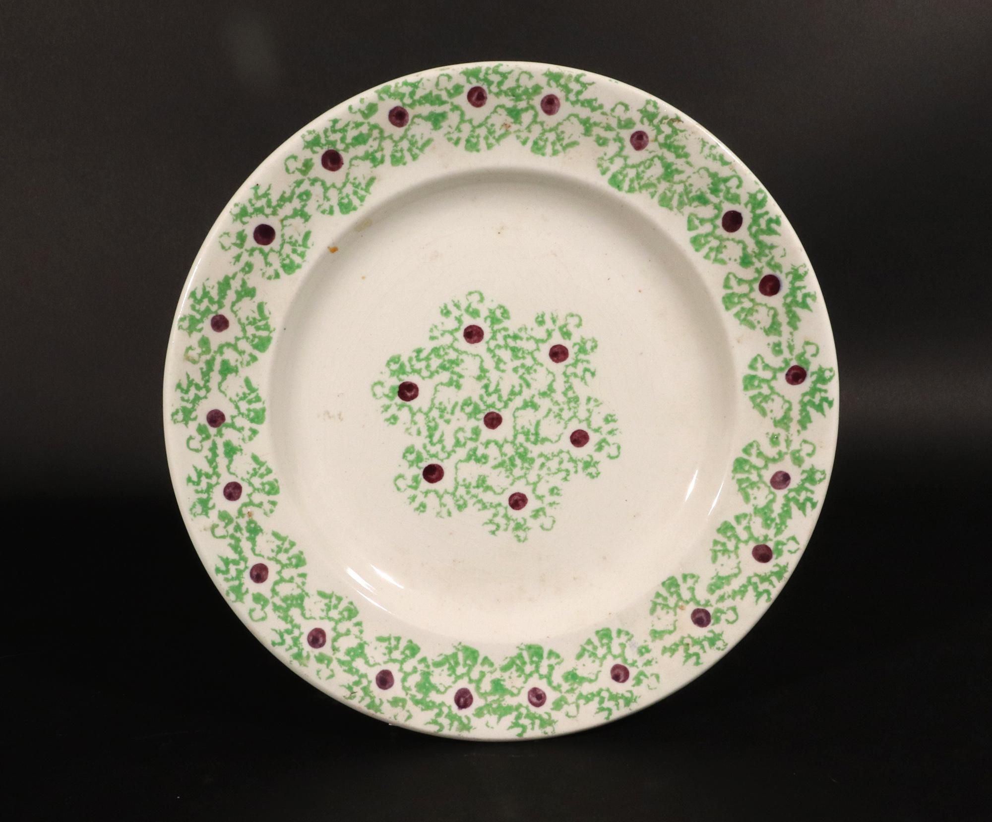 19th Century English Pottery Spatterware Plates- A Set of Four For Sale