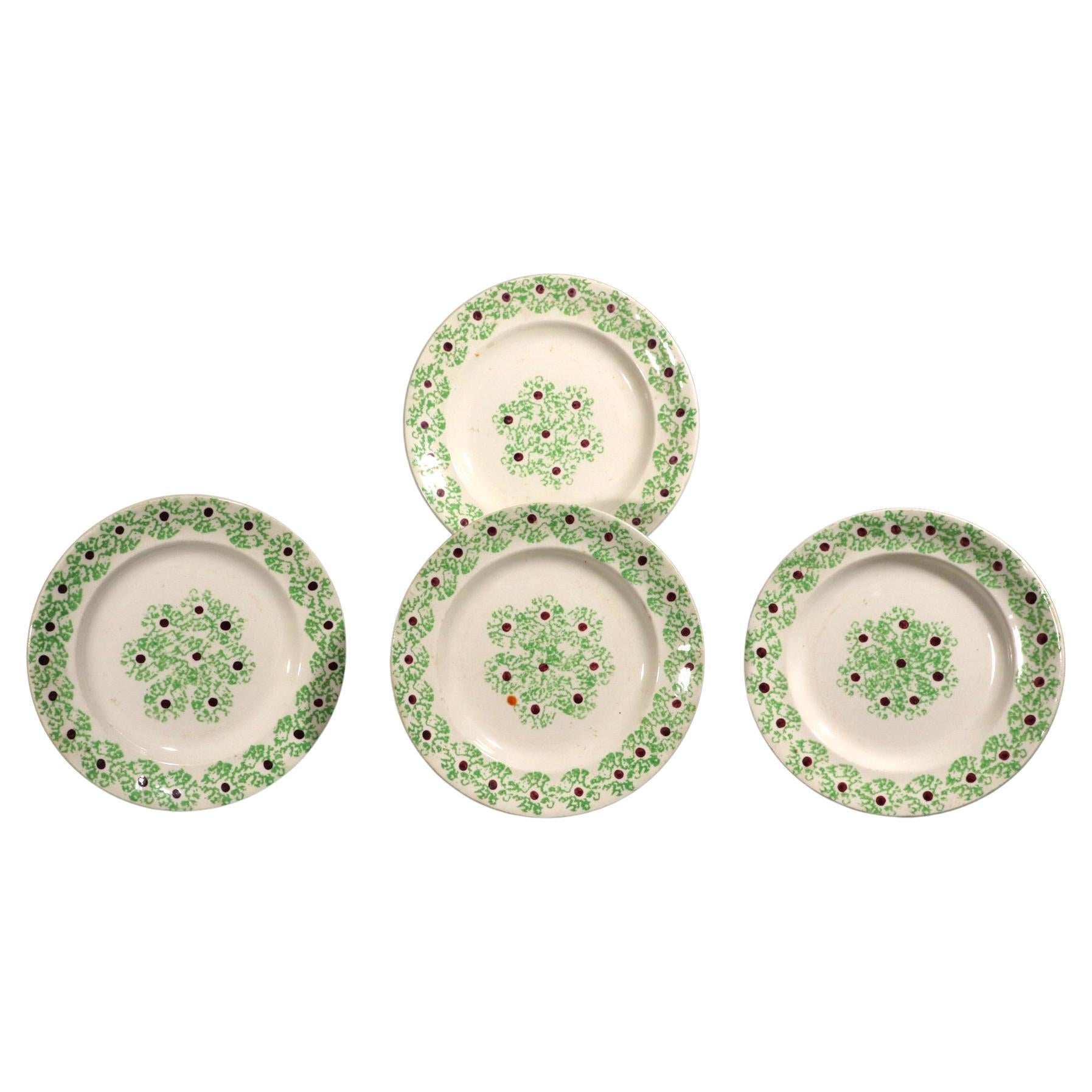 English Pottery Spatterware Plates- A Set of Four For Sale