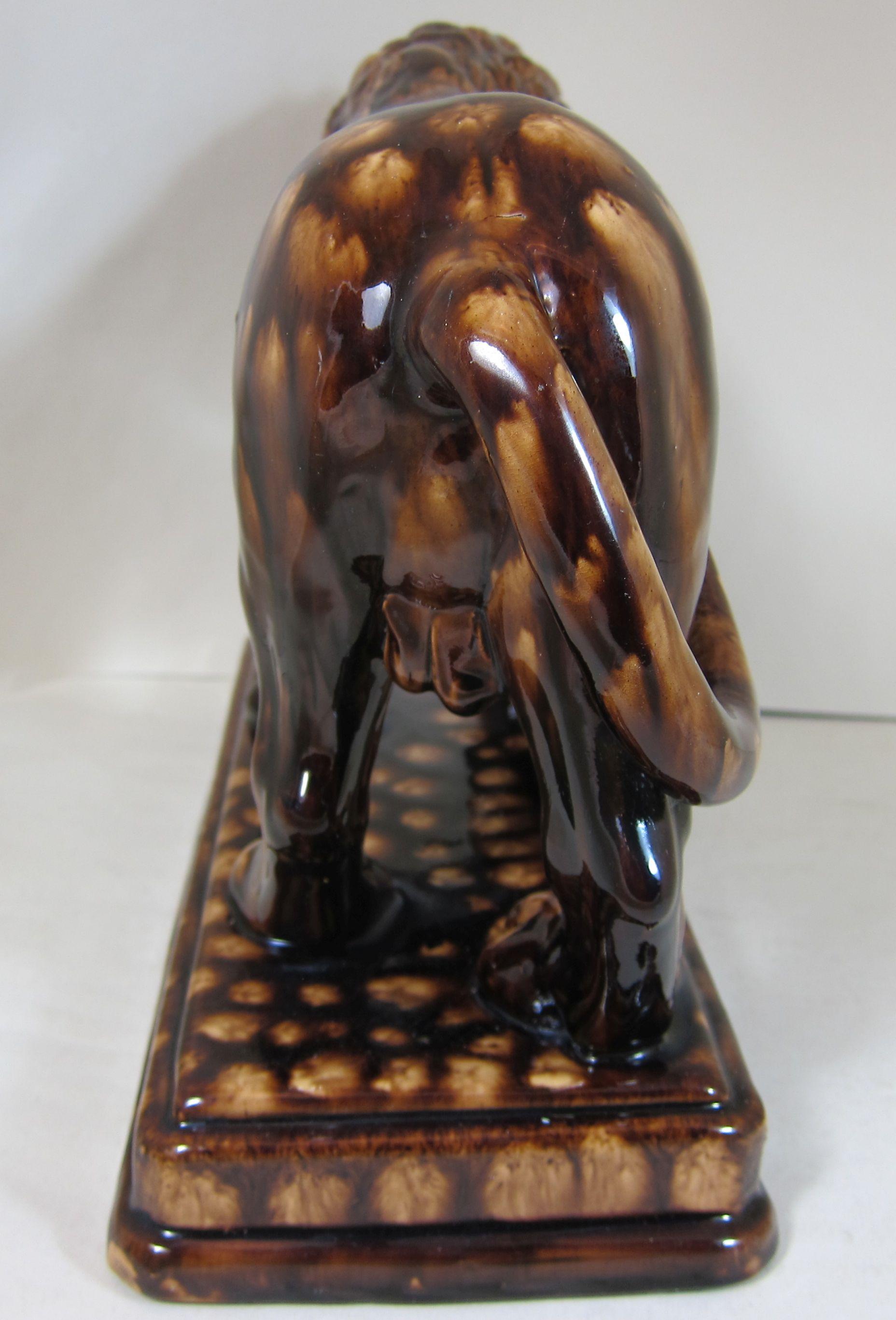 English Pottery Treacle Sponge Glazed Lion In Good Condition For Sale In London, GB