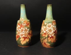 English Pottery Vases decorated with Flowers and Leaves, Douton