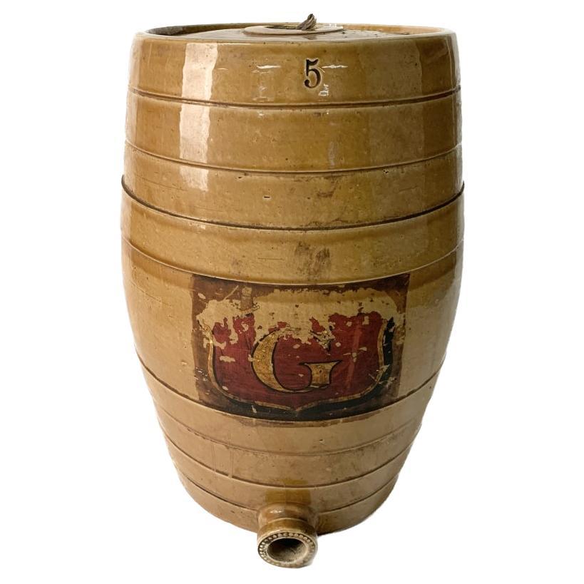 English Powell Bristol 5 Gallon Stoneware Barrel With Letter "G" For Sale