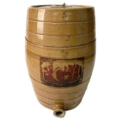 Used English Powell Bristol 5 Gallon Stoneware Barrel With Letter "G"