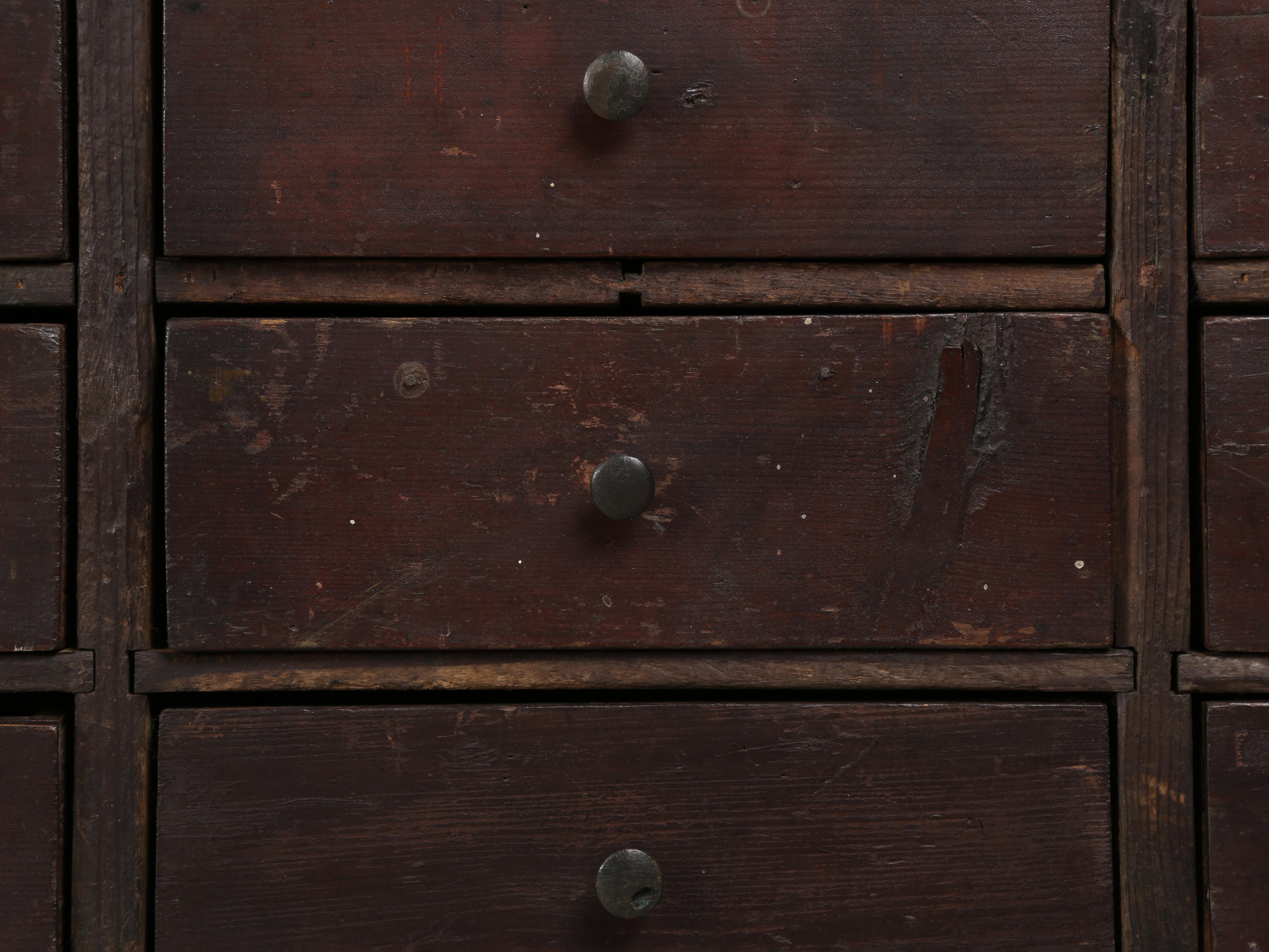 English Primitive Hardware Store 56-Drawer Cabinet Original Paint and Unrestored 3