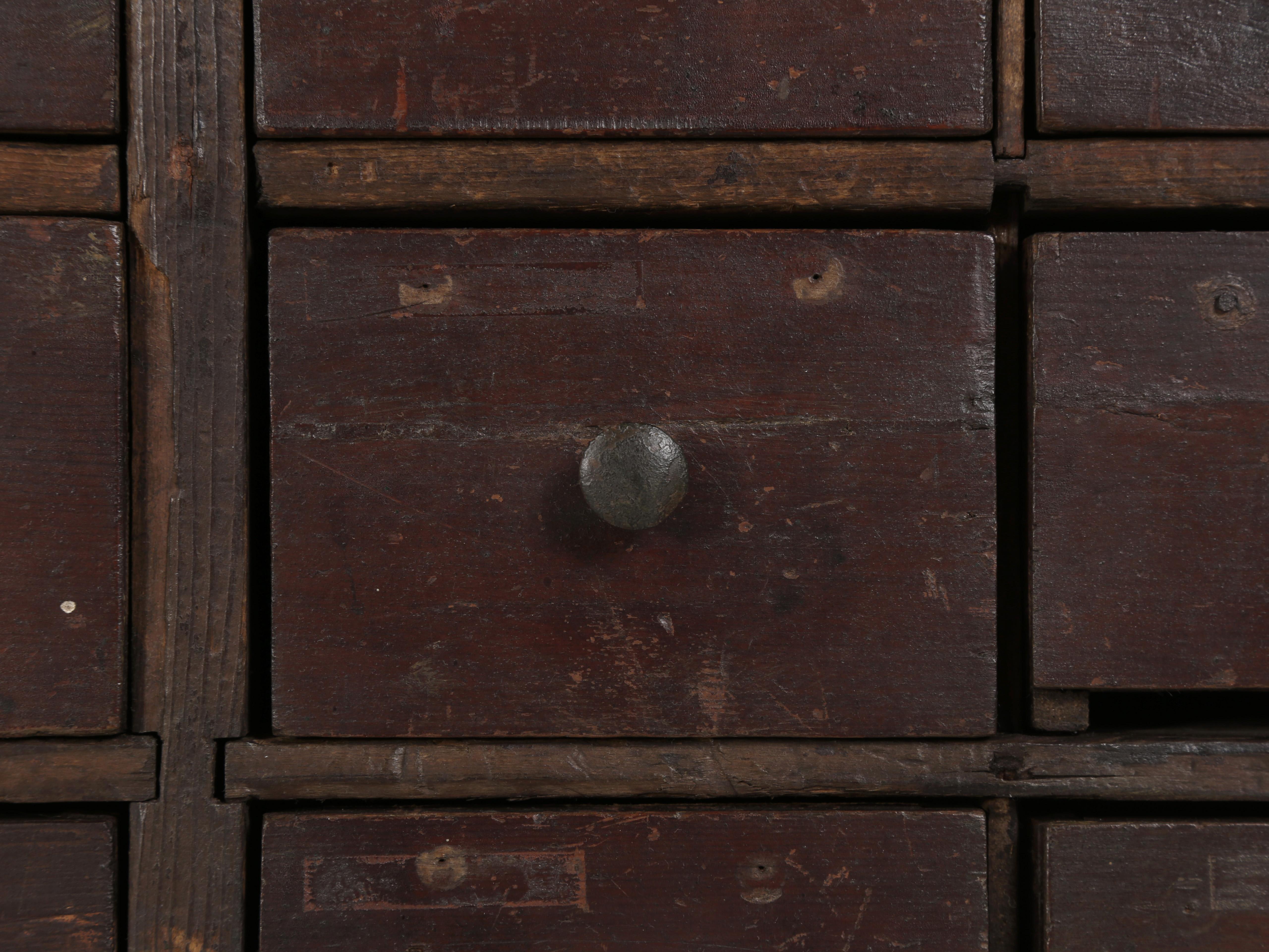 English Primitive Hardware Store 56-Drawer Cabinet Original Paint and Unrestored 4