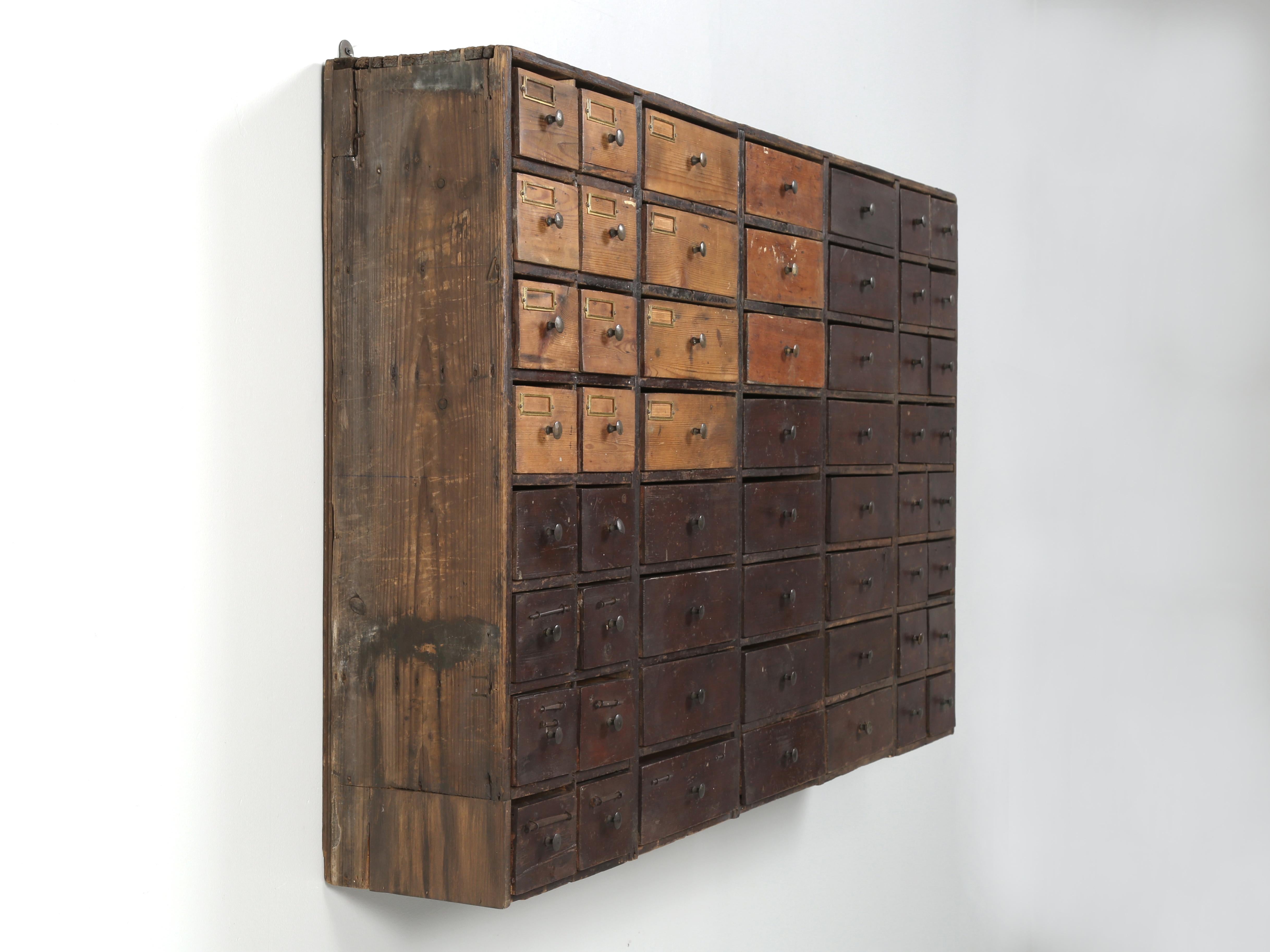 English Primitive Hardware Store 56-Drawer Cabinet Original Paint and Unrestored 5