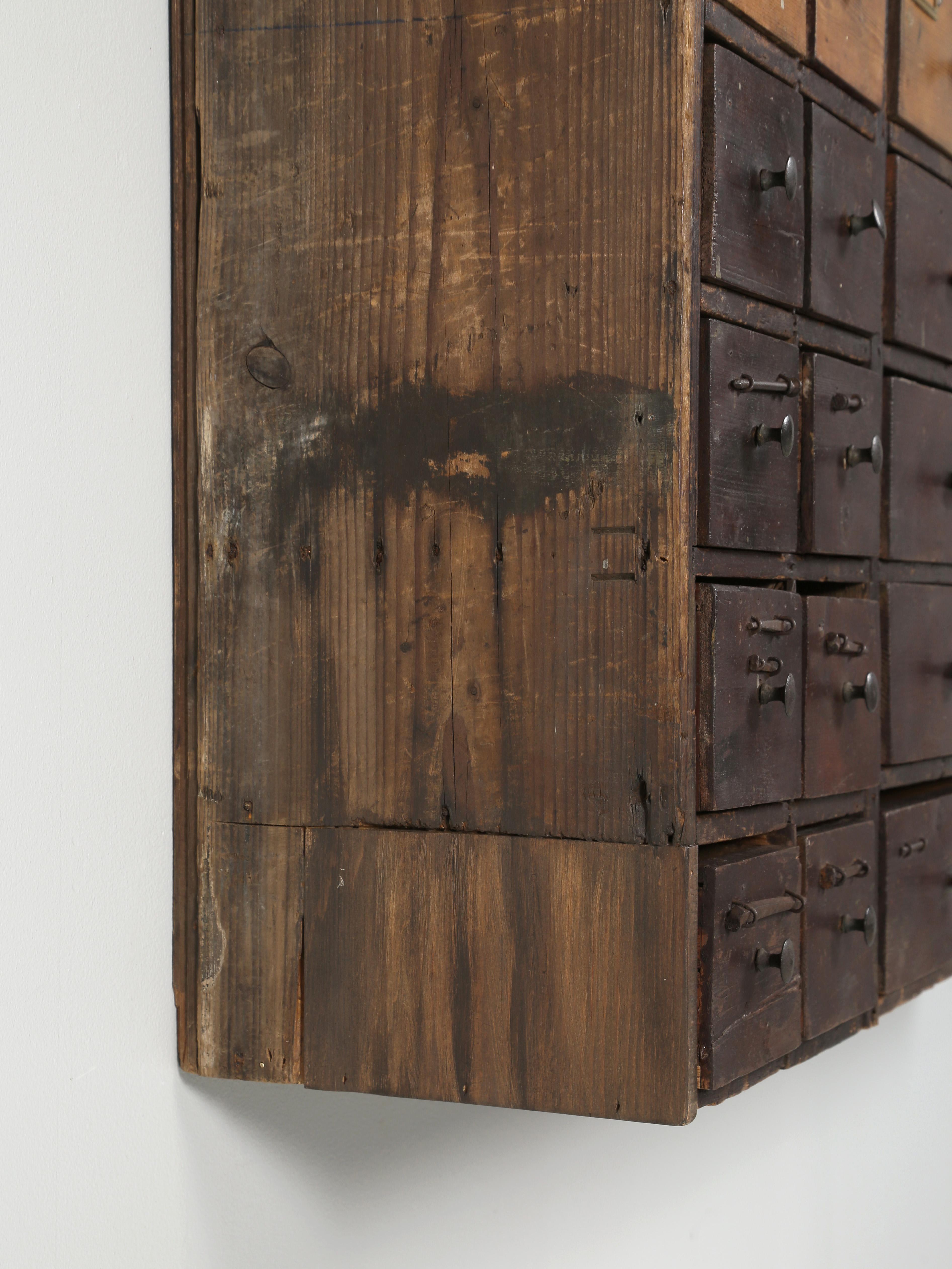 English Primitive Hardware Store 56-Drawer Cabinet Original Paint and Unrestored 7