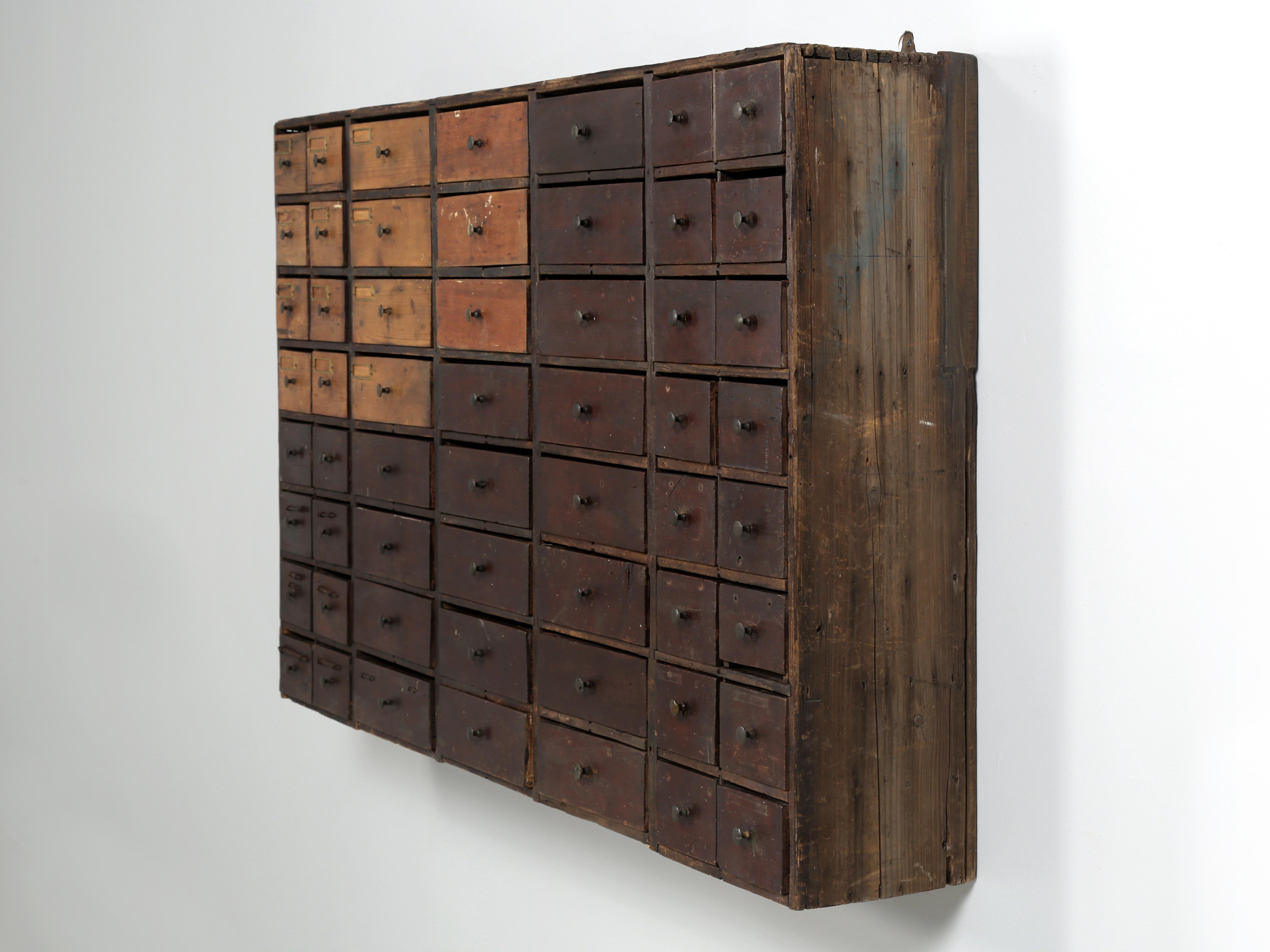 English Primitive Hardware Store 56-Drawer Cabinet Original Paint and Unrestored 8