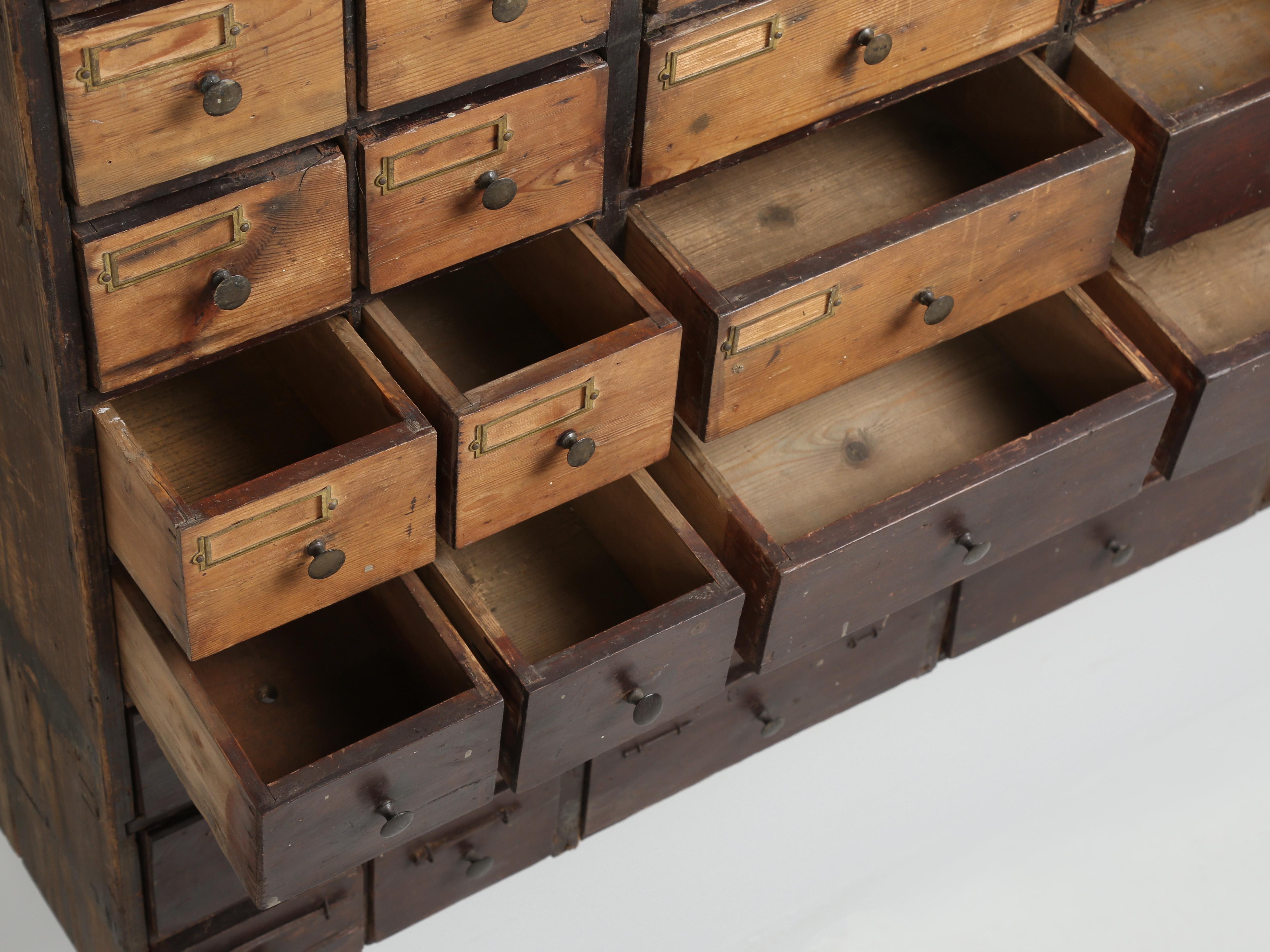 English Primitive Hardware Store 56-Drawer Cabinet Original Paint and Unrestored 10