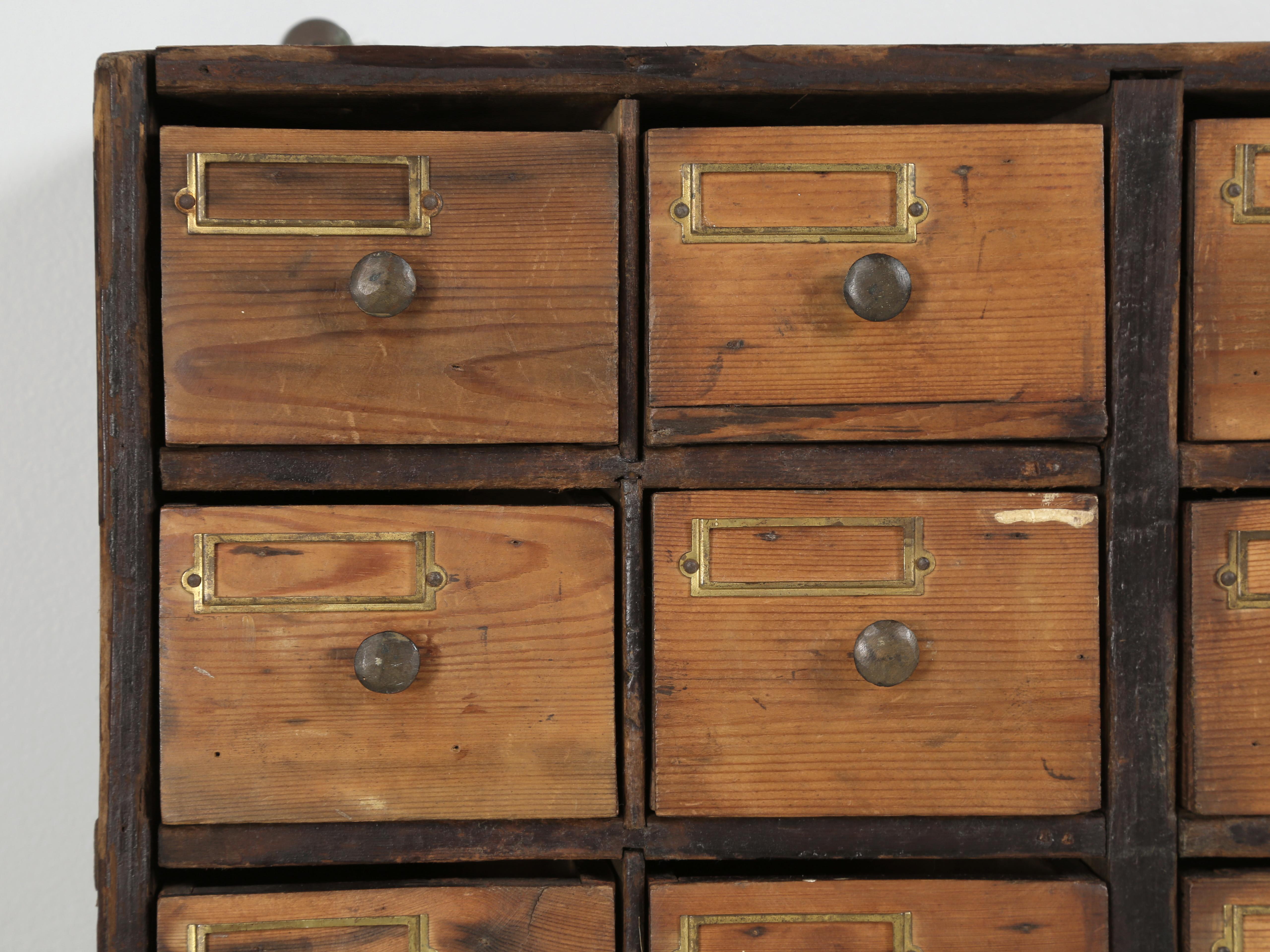Country English Primitive Hardware Store 56-Drawer Cabinet Original Paint and Unrestored