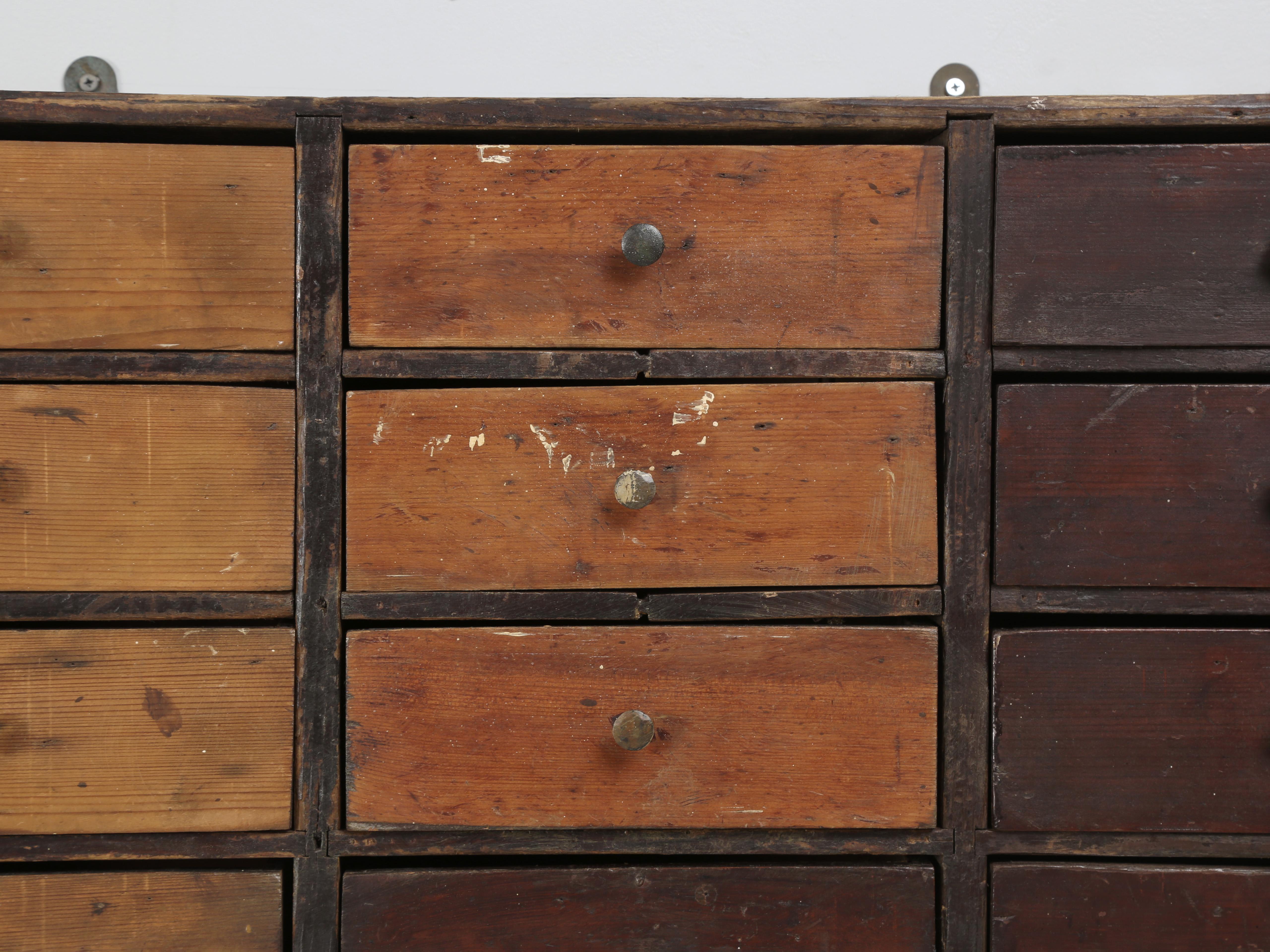 Hand-Crafted English Primitive Hardware Store 56-Drawer Cabinet Original Paint and Unrestored