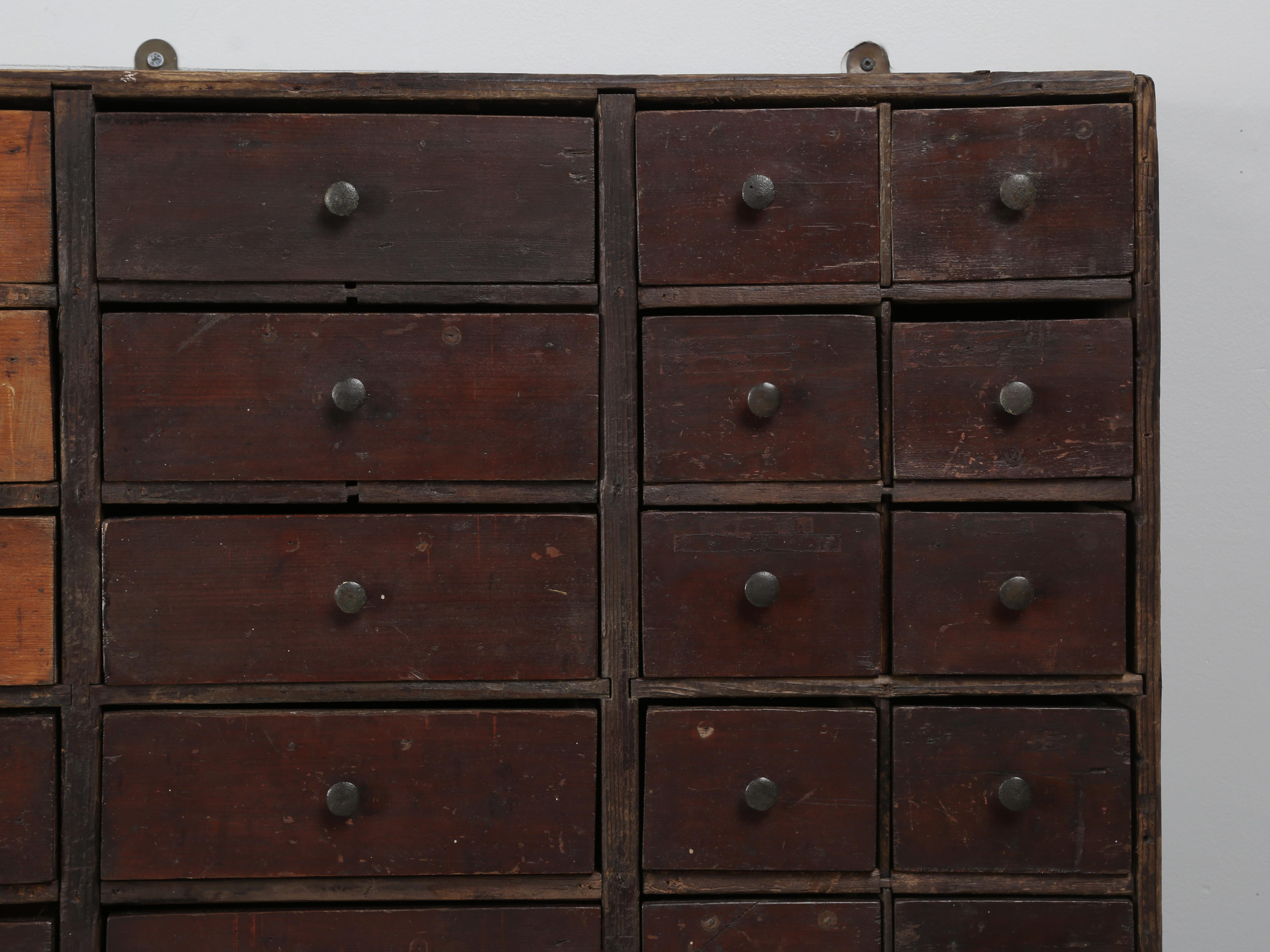 English Primitive Hardware Store 56-Drawer Cabinet Original Paint and Unrestored In Good Condition In Chicago, IL