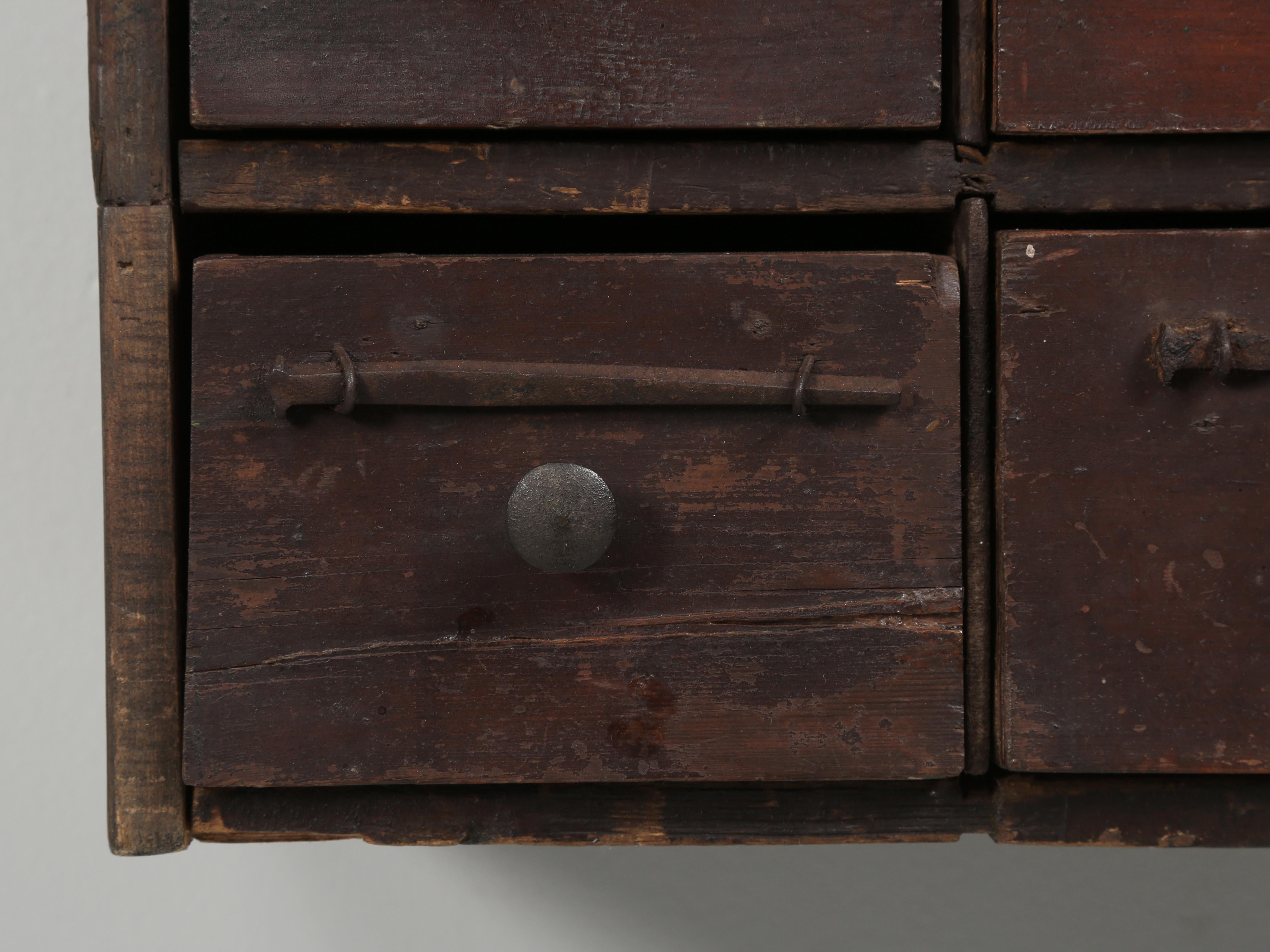 Metal English Primitive Hardware Store 56-Drawer Cabinet Original Paint and Unrestored