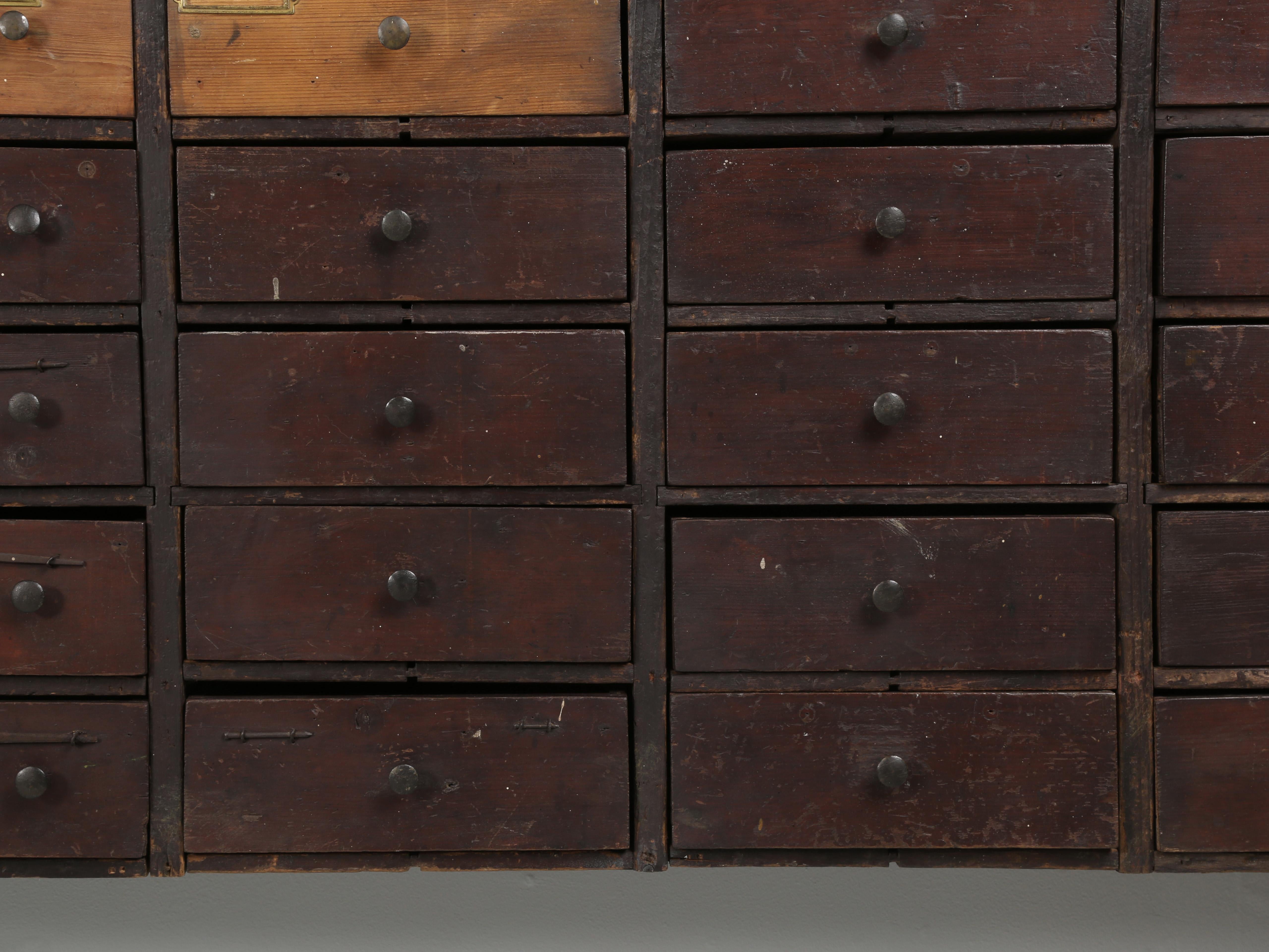 English Primitive Hardware Store 56-Drawer Cabinet Original Paint and Unrestored 1