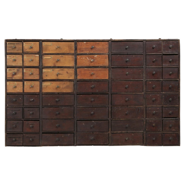 English Primitive Hardware Store 56Drawer Original Paint and Unrestored For Sale at 1stDibs