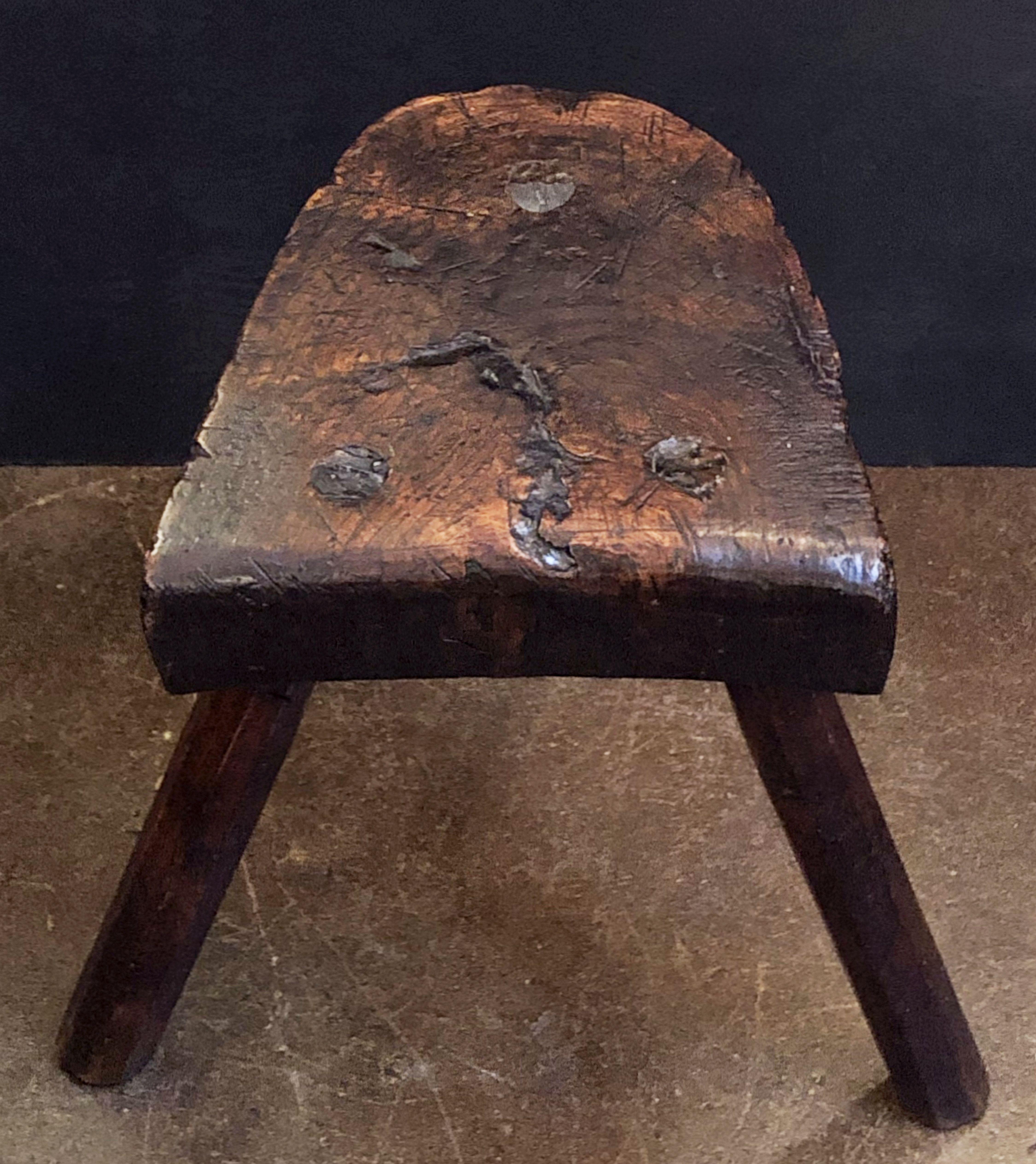 English Primitive or Rustic Three-Legged Milking Stool of Oak 2