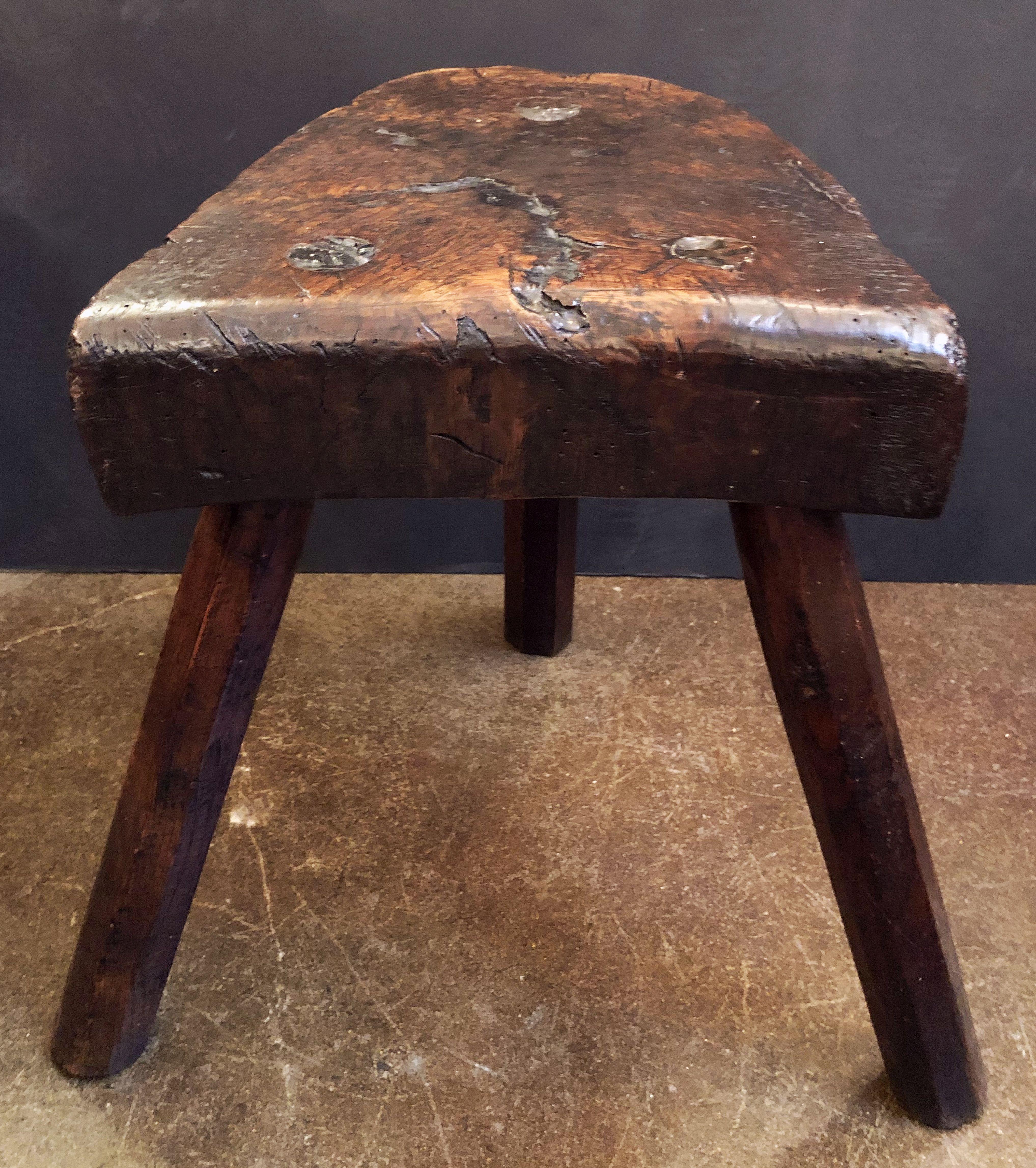 English Primitive or Rustic Three-Legged Milking Stool of Oak 2