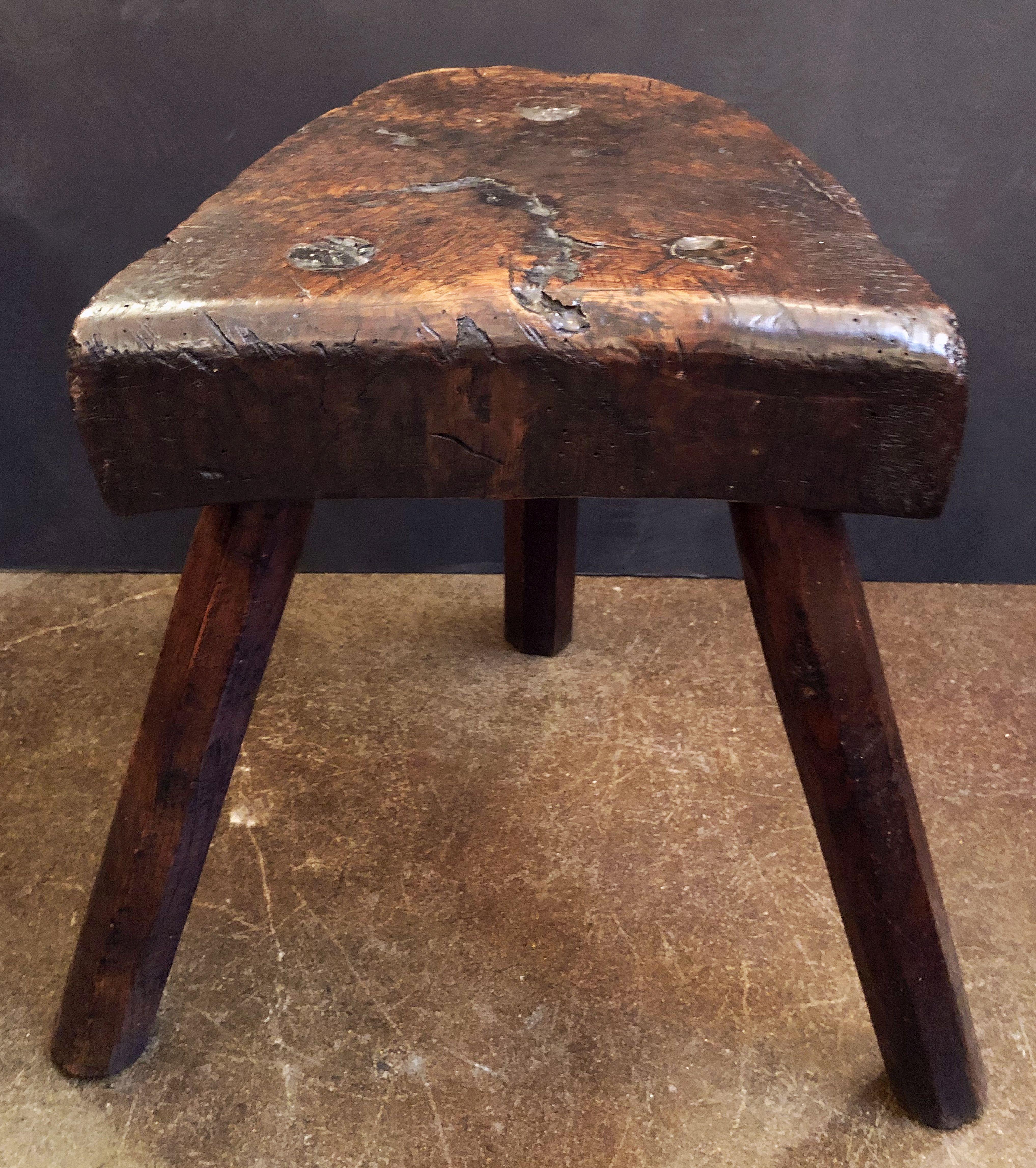 English Primitive or Rustic Three-Legged Milking Stool of Oak 3