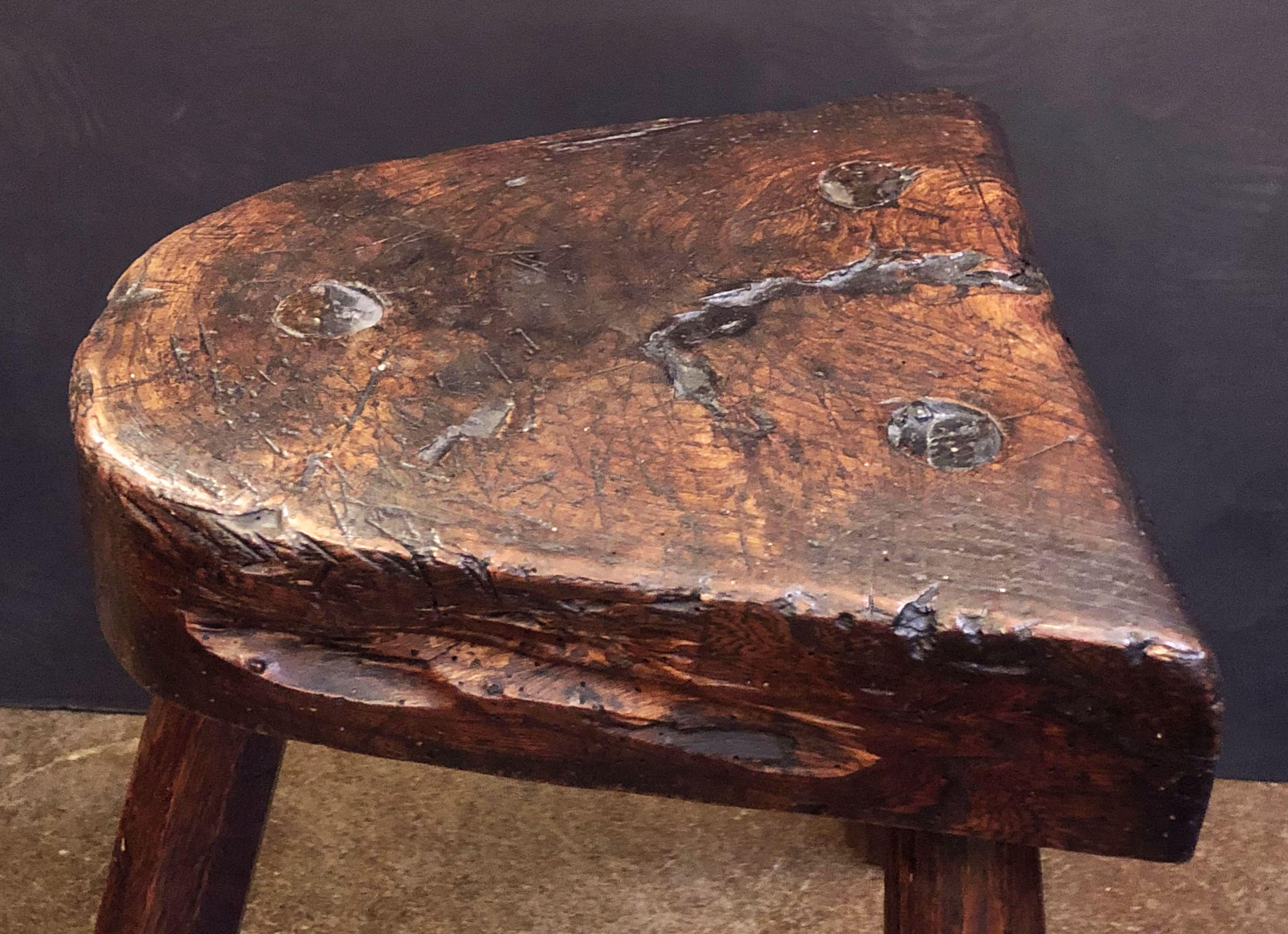English Primitive or Rustic Three-Legged Milking Stool of Oak 7