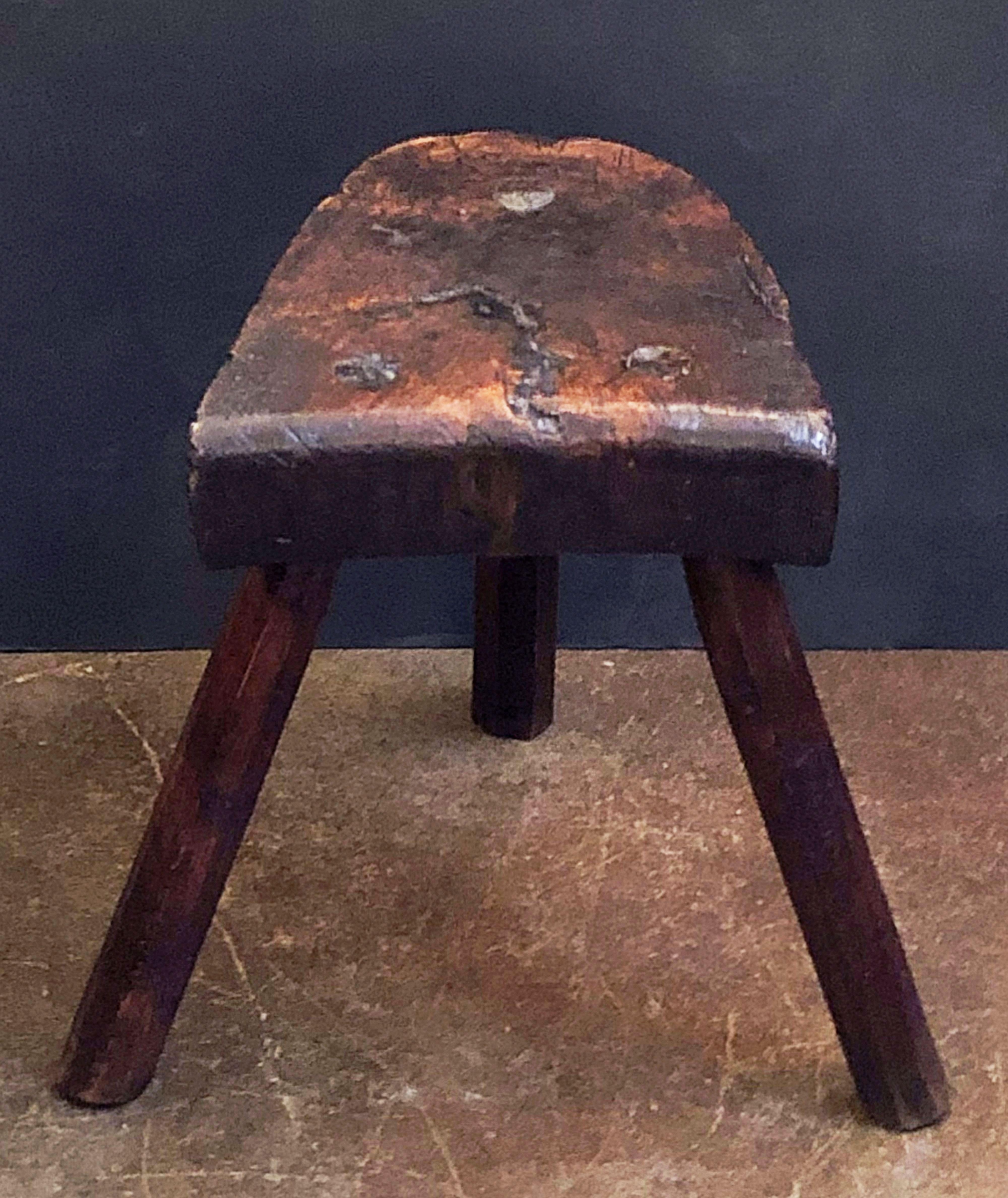 19th Century English Primitive or Rustic Three-Legged Milking Stool of Oak