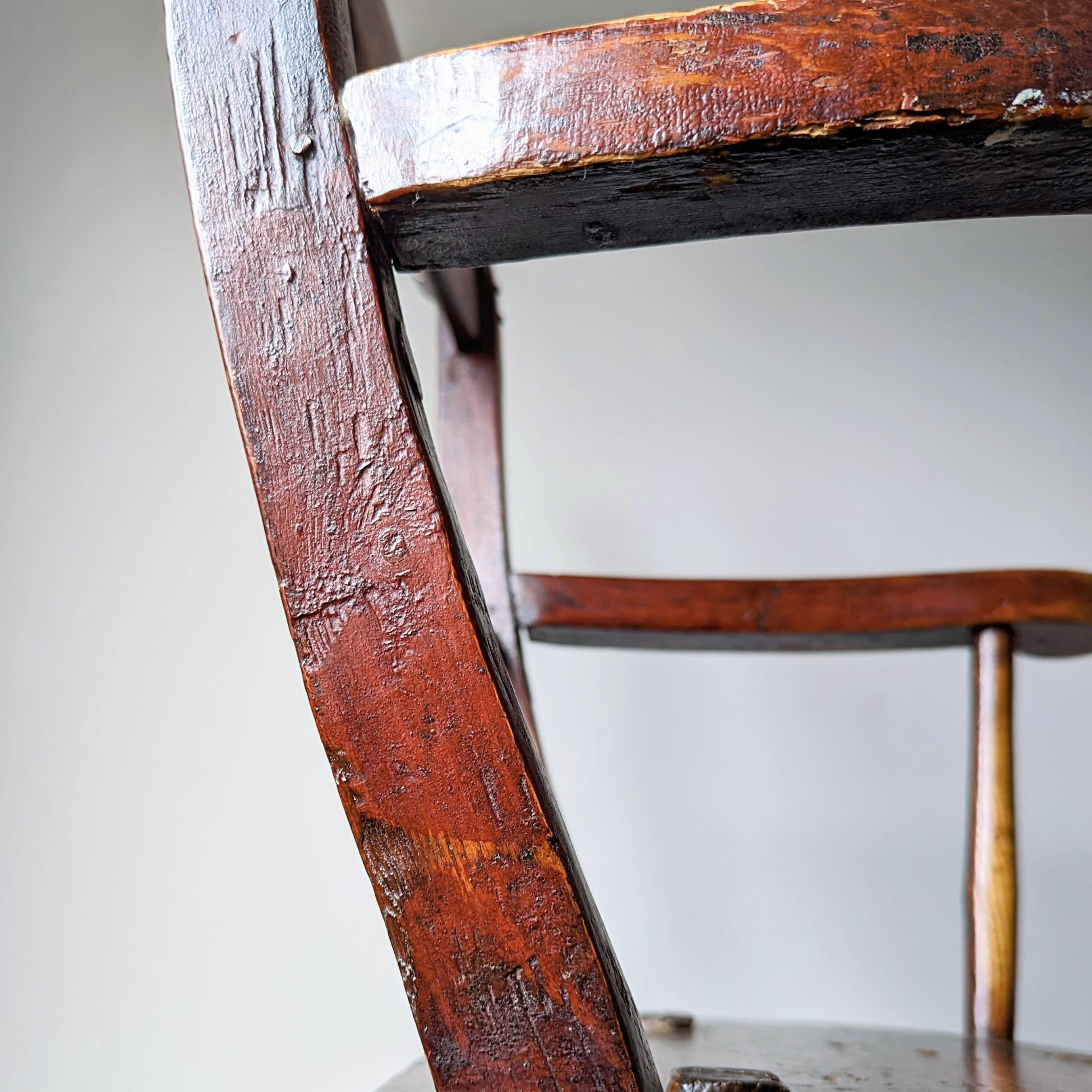 Englischer primitiver Oxford-Stuhl mit Schnörkelrückenlehne 6