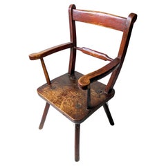 Englischer primitiver Oxford-Stuhl mit Schnörkelrückenlehne