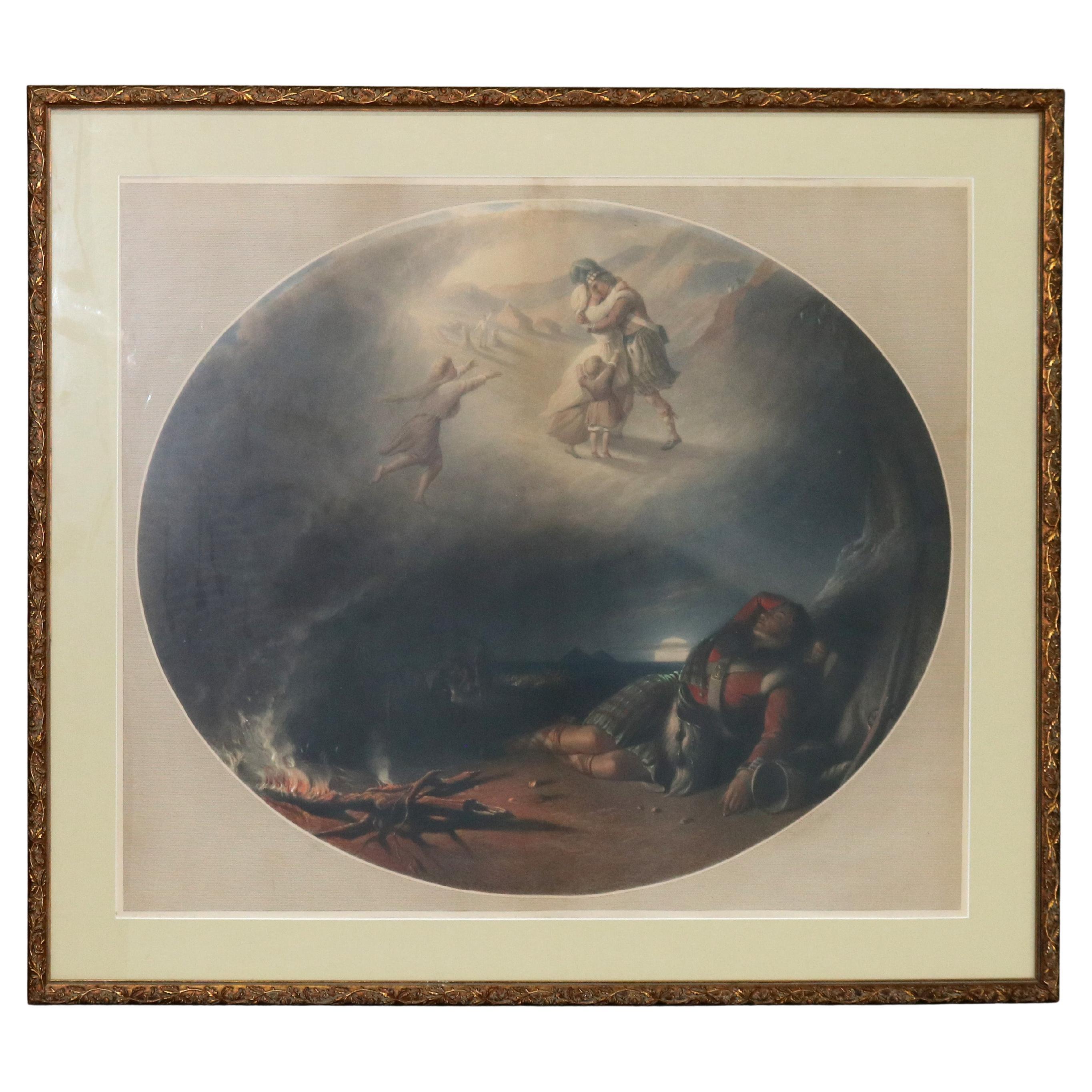 English Print of “Soldier’s Dream of Home” by Frederick Goodall, Framed, 19thC